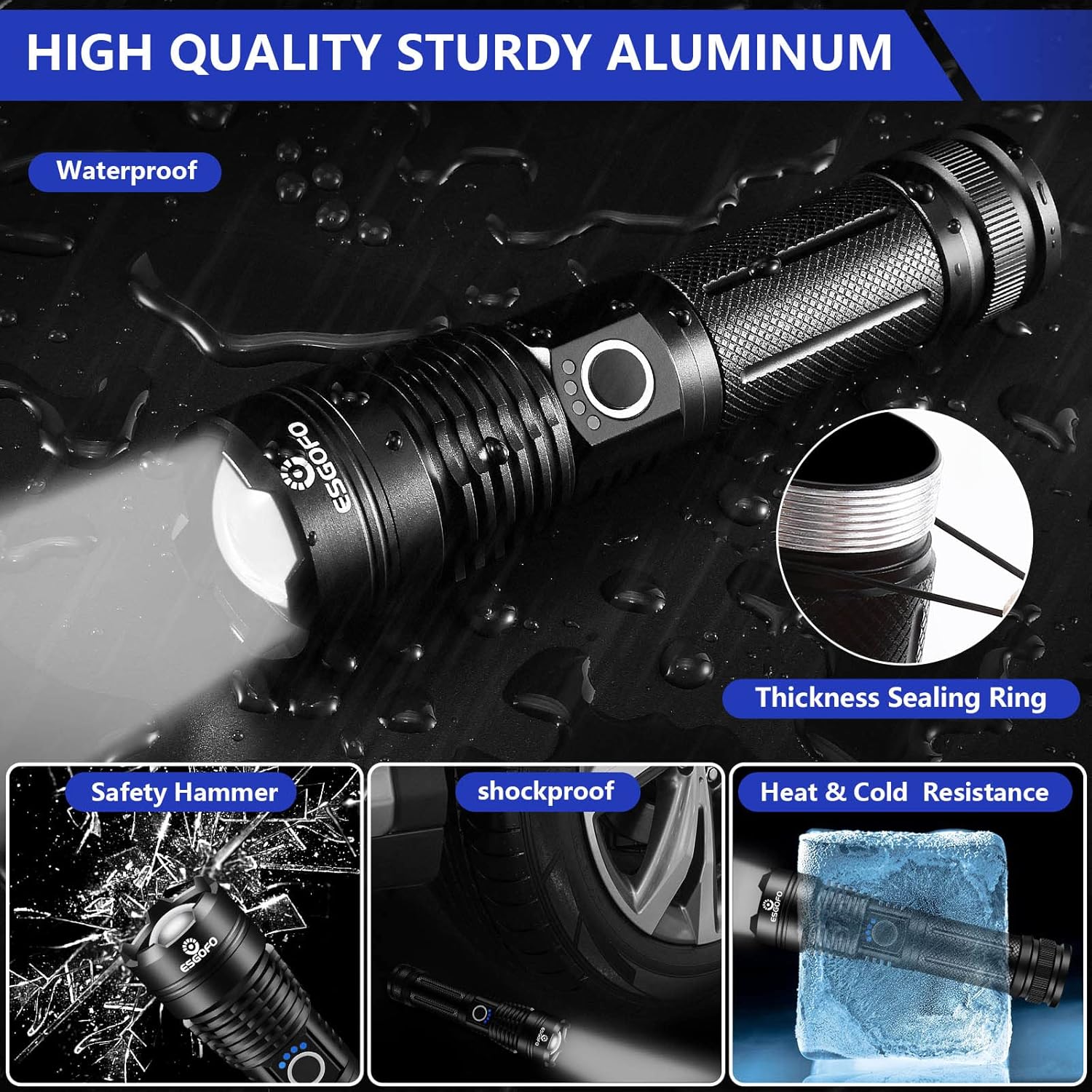 Esgofo Rechargeable LED Handheld Flashlight