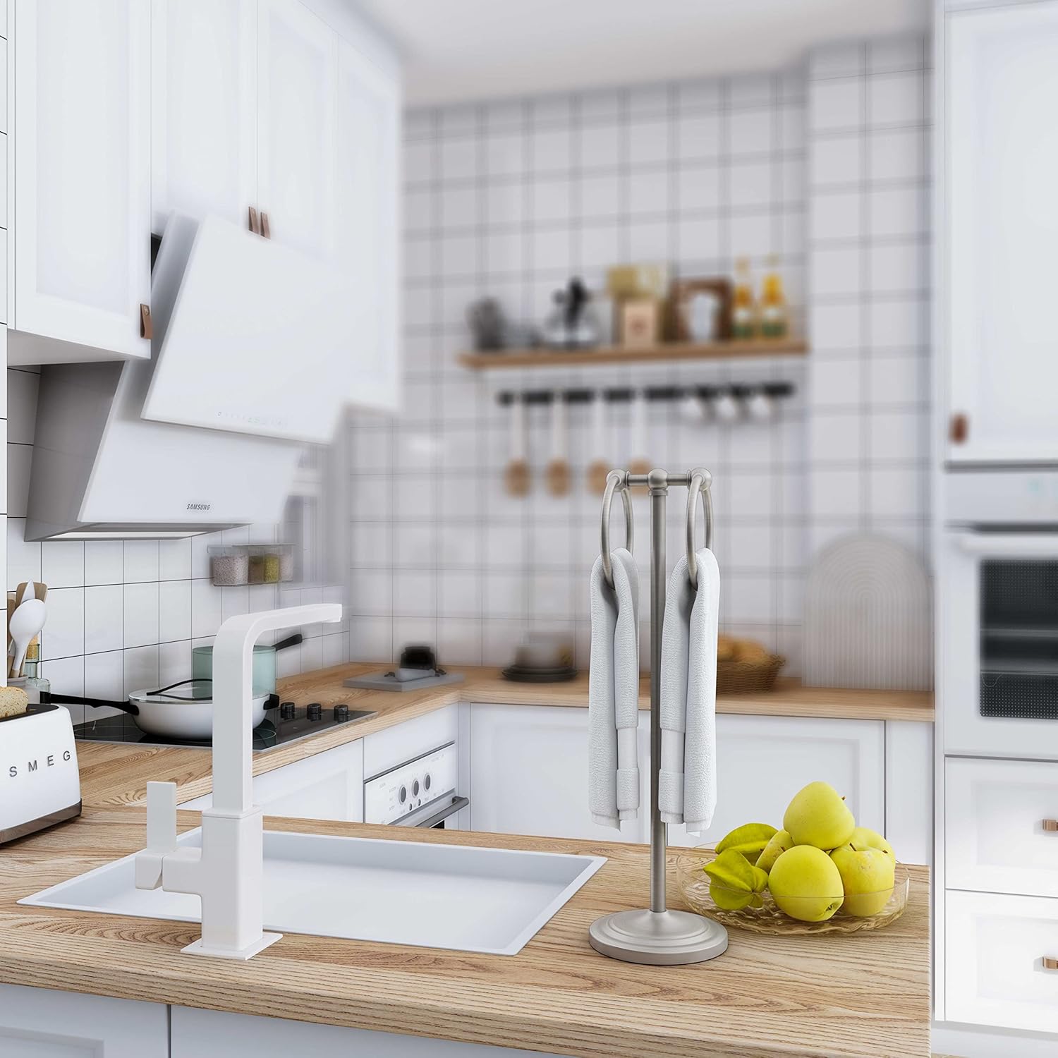 Space-Saving Stainless Steel Towel Holder with Anti-Slip Base