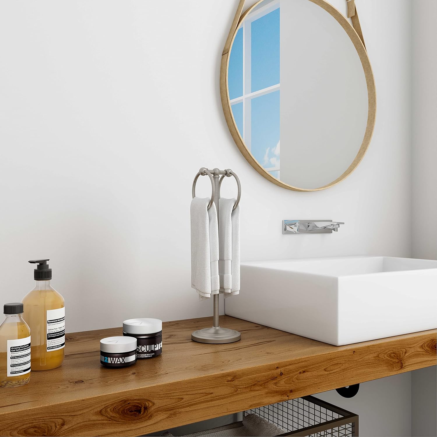 Space-Saving Stainless Steel Towel Holder with Anti-Slip Base