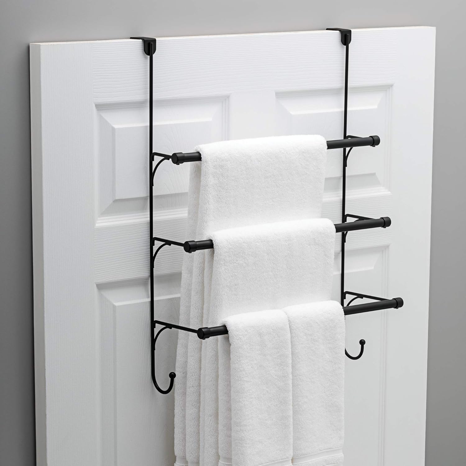 3-Tier Over-the-Door Towel Rack Matte Black