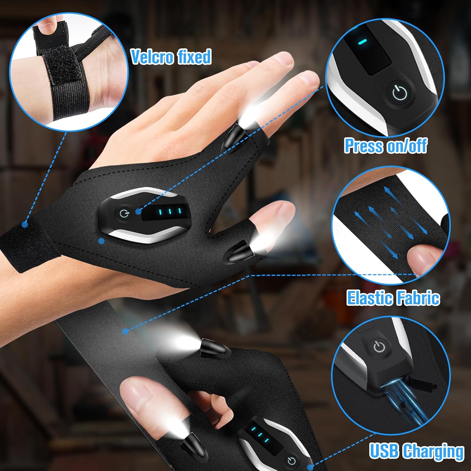 Fathers Day LED Gloves Dad Gift for Men