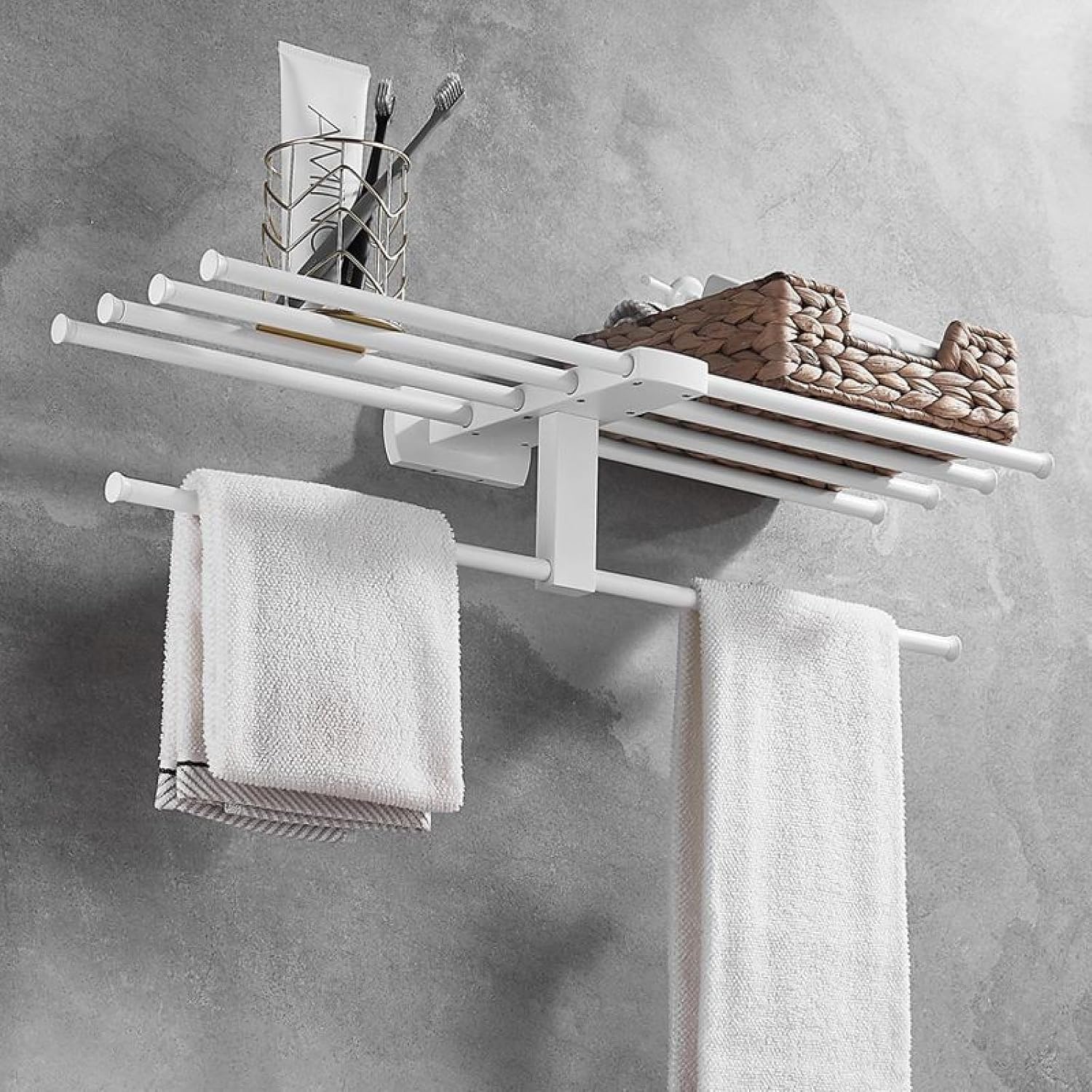 Bathrooms Elevate relieve with White Double Towel Hook Rack
