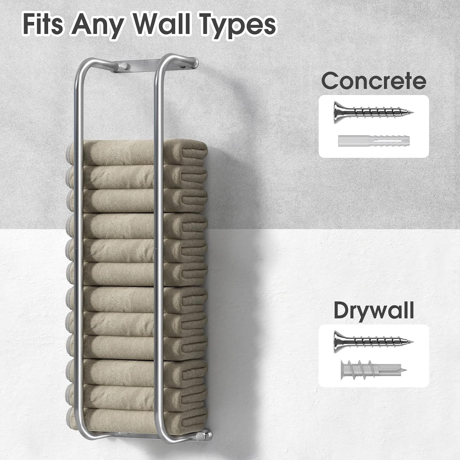Stainless Steel Towel Rack Wall-Mounted Durable
