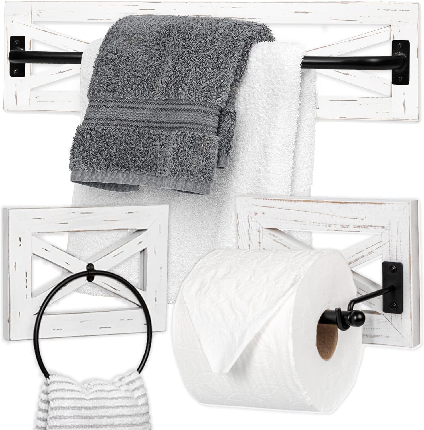 Country-styled Rustic Towel Bar Holder Set