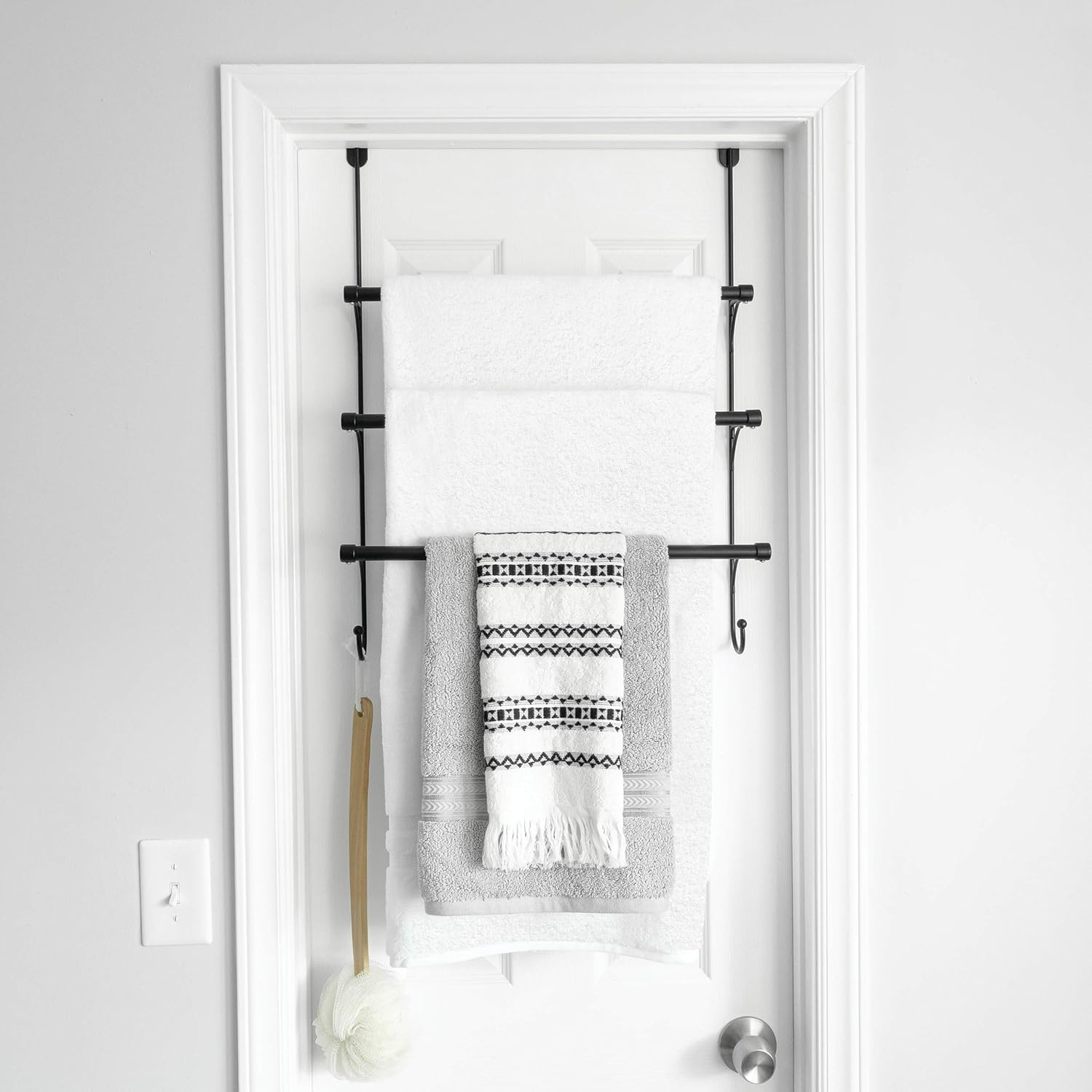 3-Tier Over-the-Door Towel Rack Matte Black