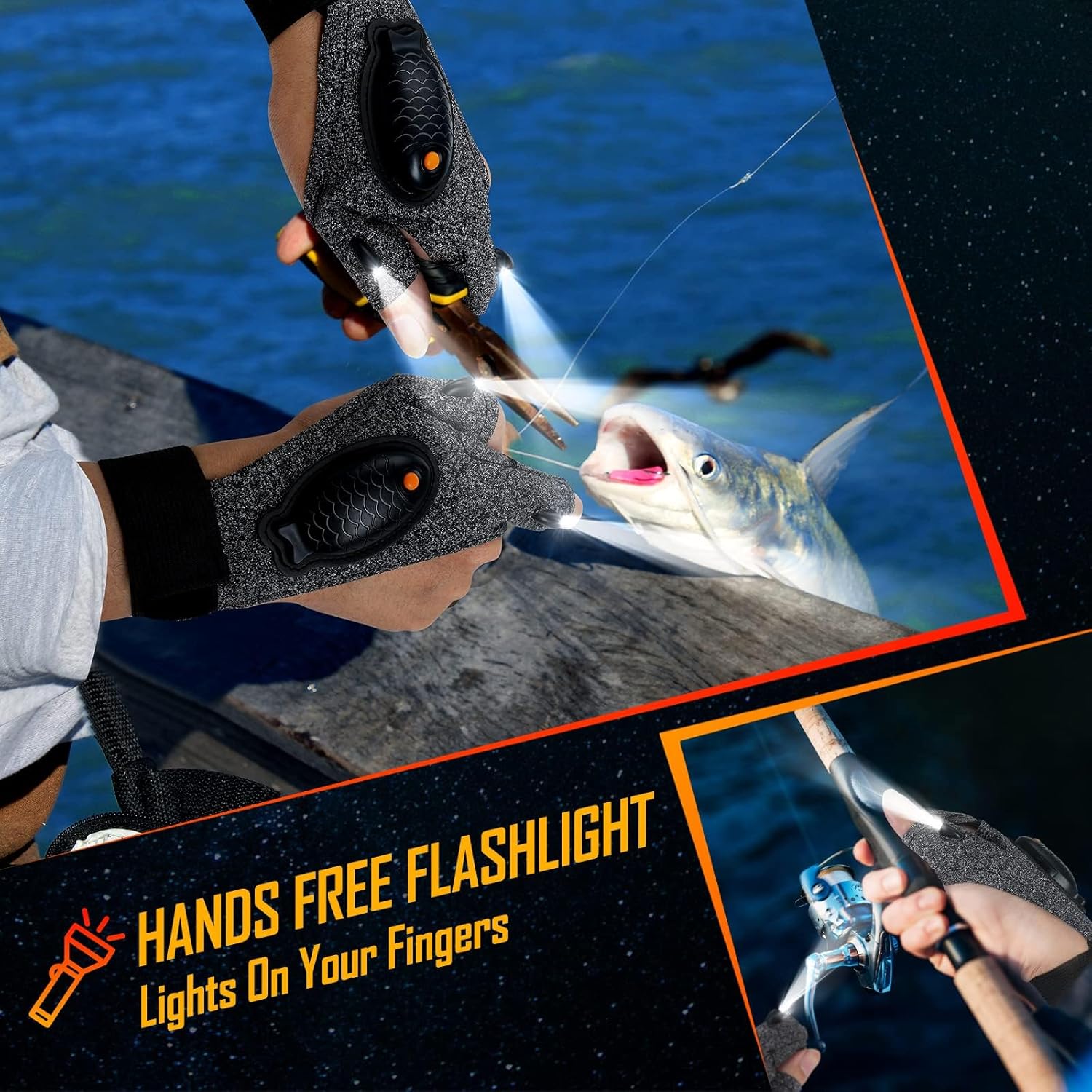 Rechargeable LED Flashlight Gloves Christmas Gifts for MenWomen