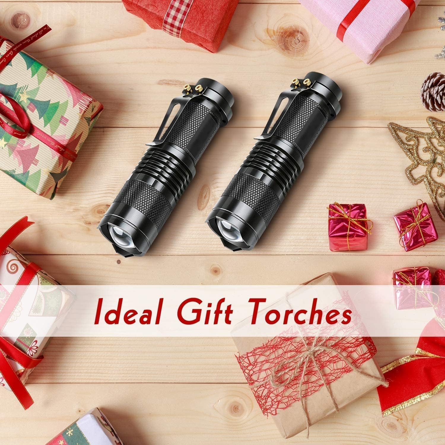 LETMY Tactical Flashlight 300 Lumens 3 Modes Waterproof 2-Pack