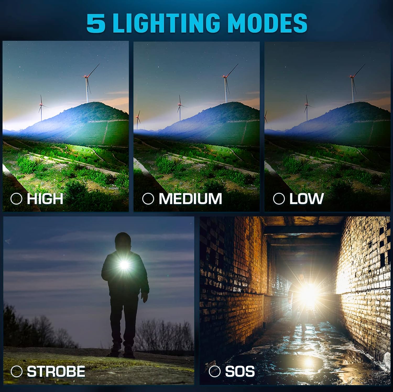 Sinvimes 5-in-1 Rechargeable Flashlight