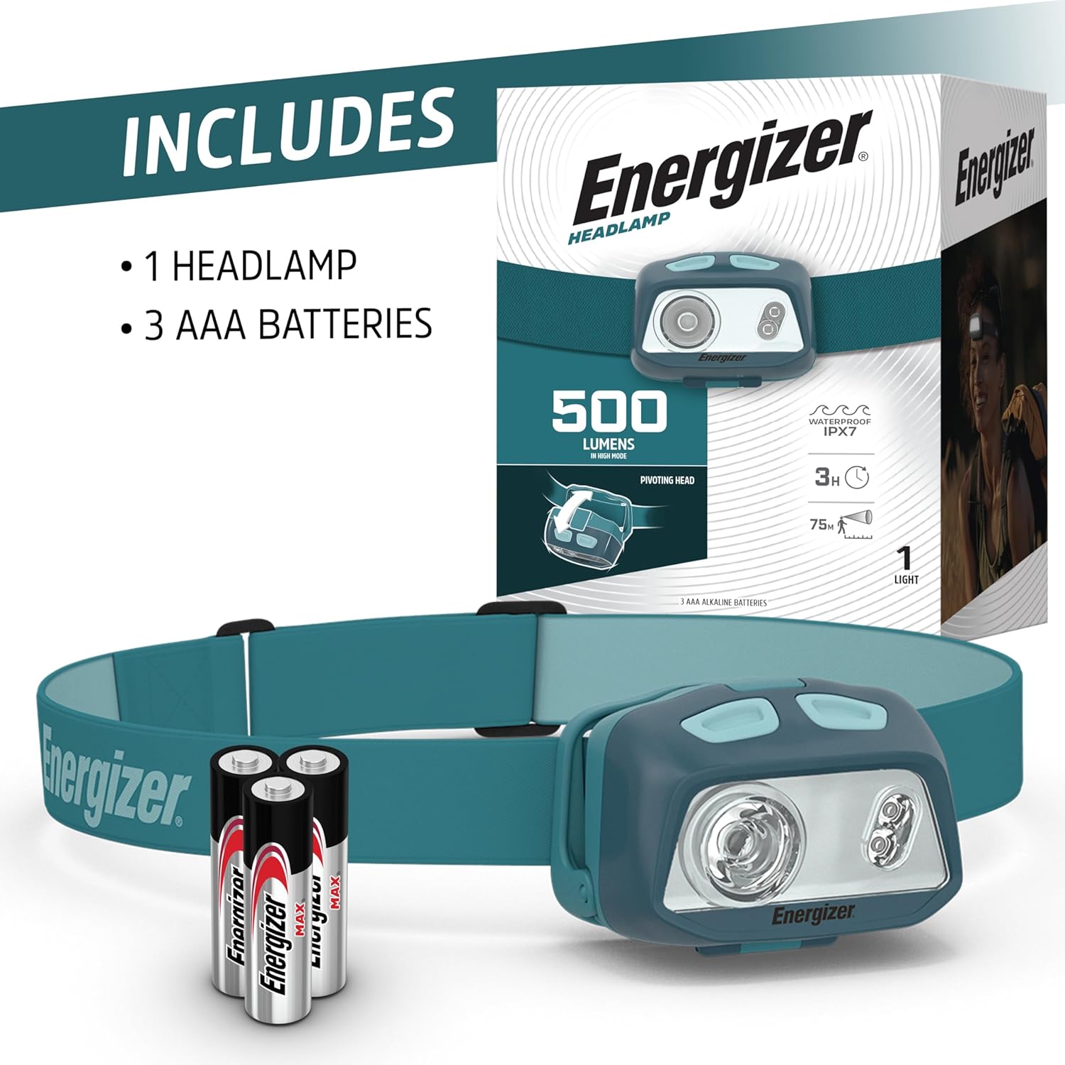 Energizer Headerlamp - 3W 500 Lumens IPX7 Waterproof