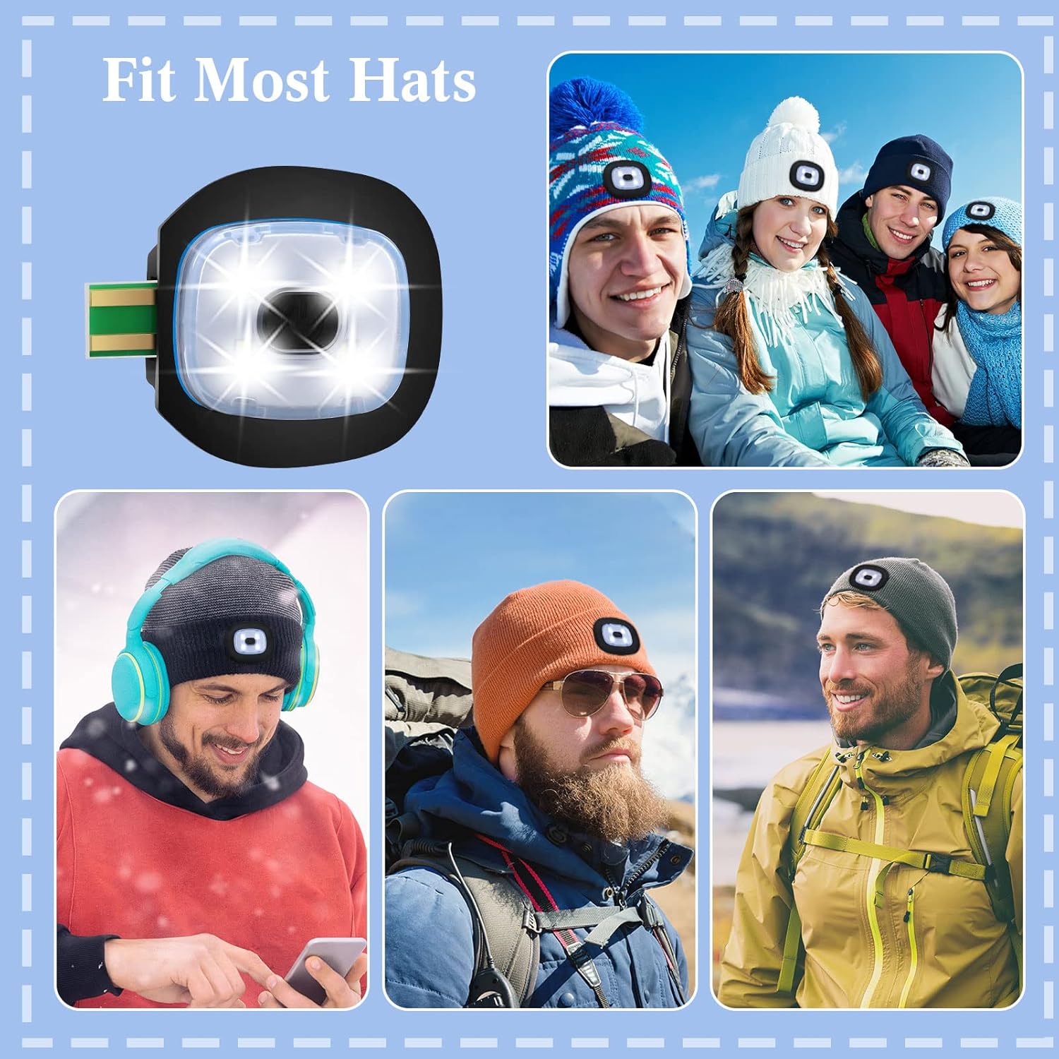 Mudder LED USB Rechargeable Beanie Light