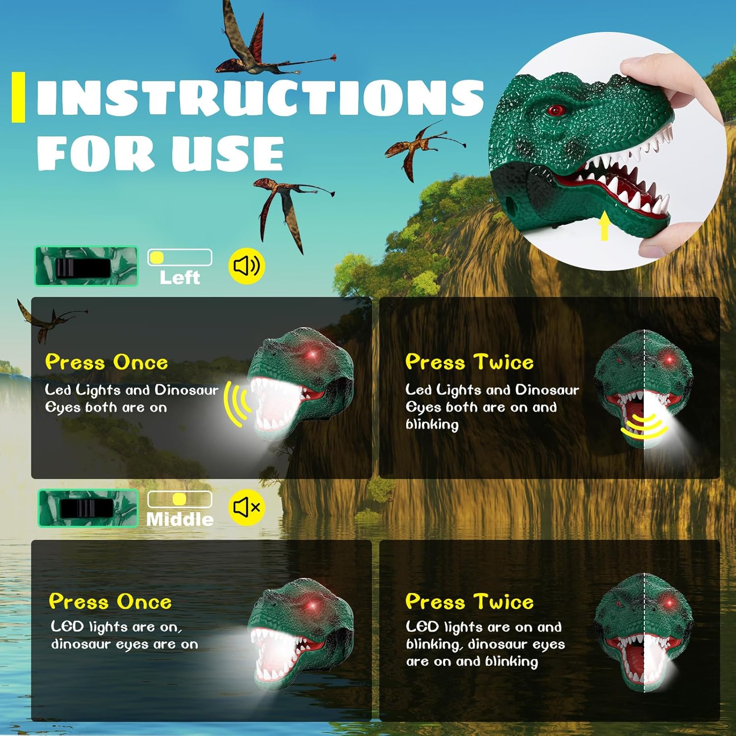 Dysaim T-Rex Headlamp for Kids