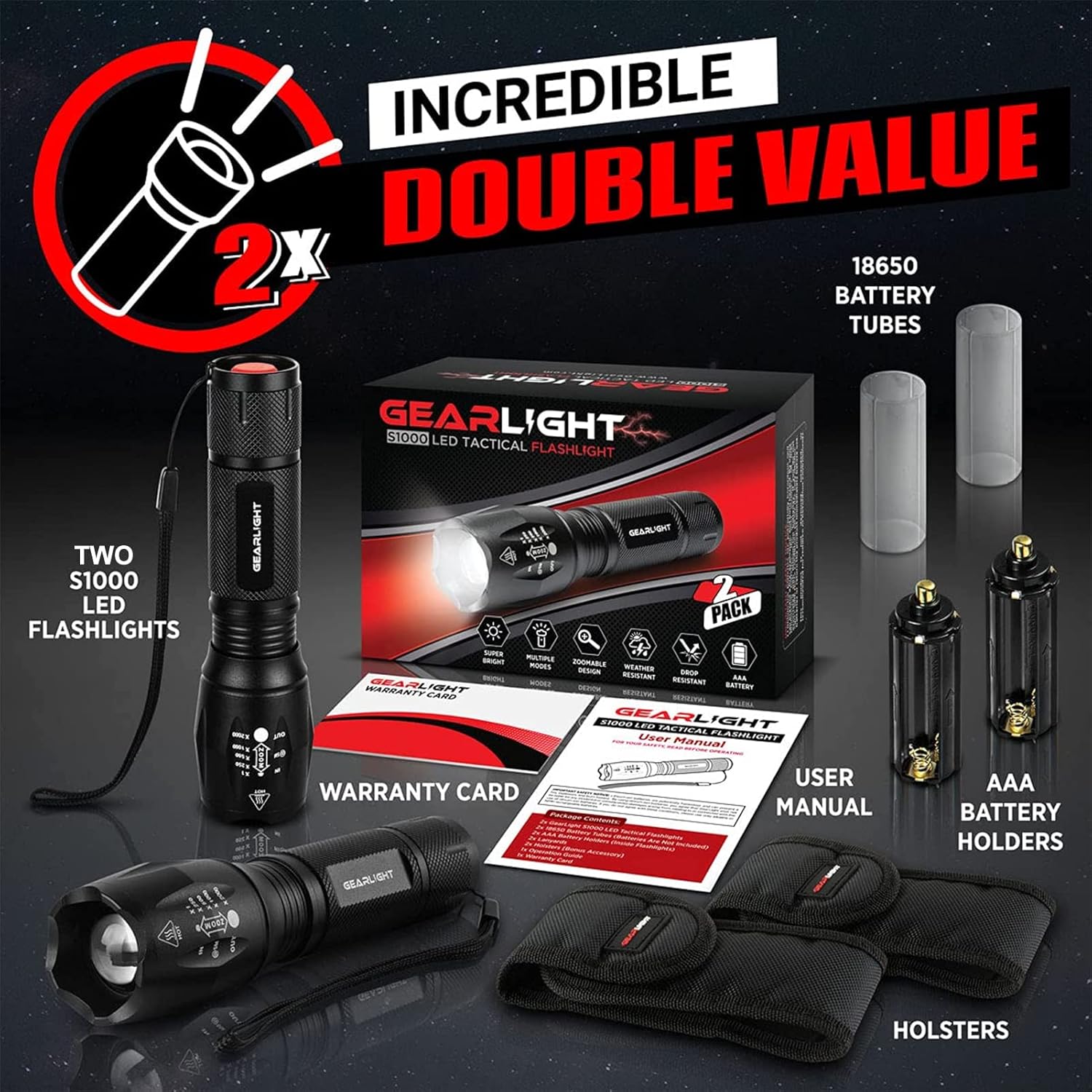 GearLight LED Flashlight - Durable camping flashlight with zoom feature