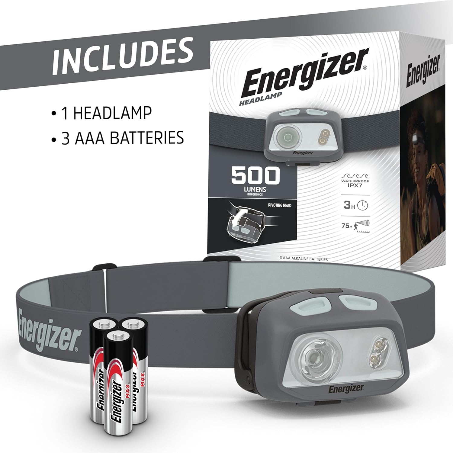 Energizer HDL40 LED Headlamp 500 Lumen Waterproof