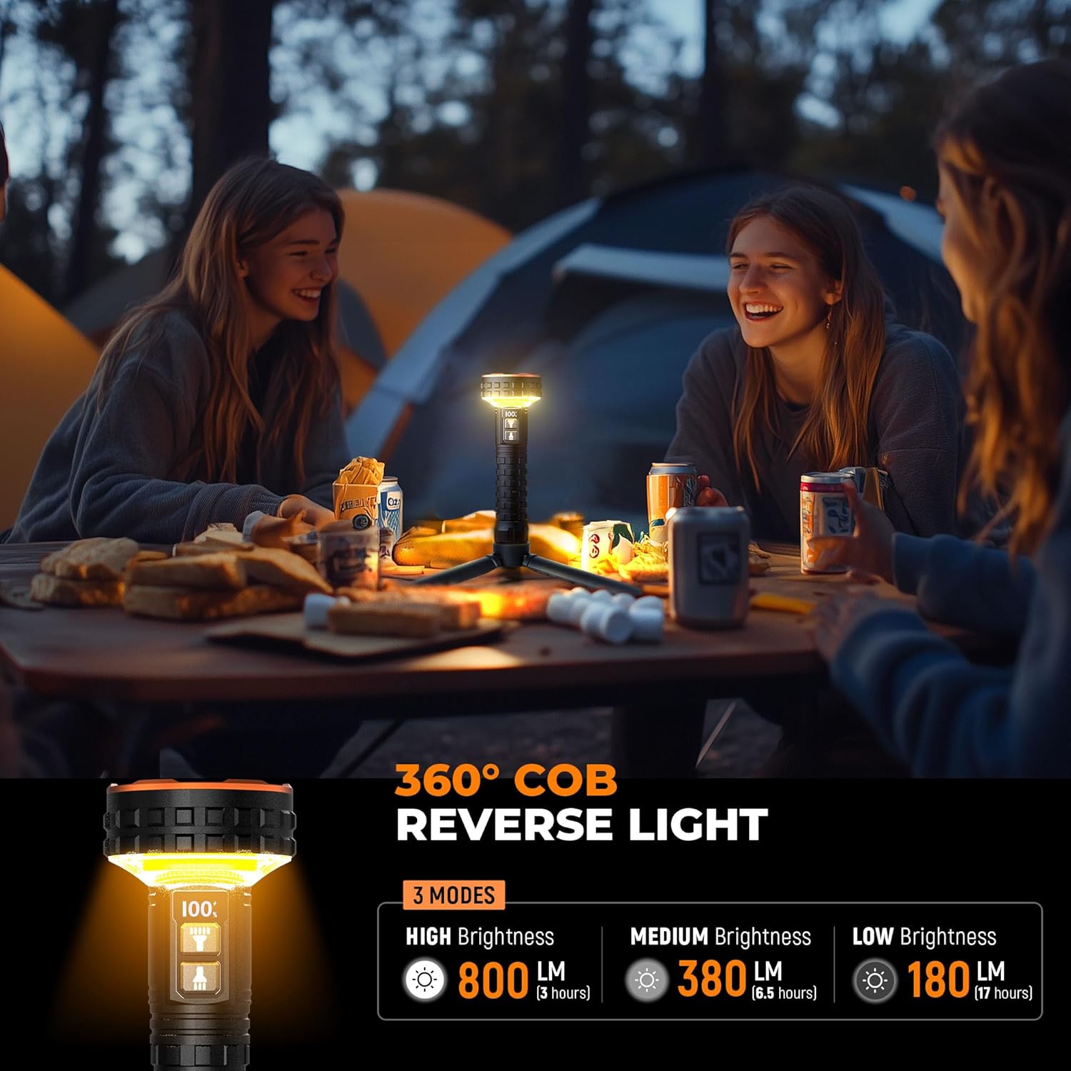 Elesall Discover 5000 Lumen Rechargeable LED Flashlight with Dual Modes