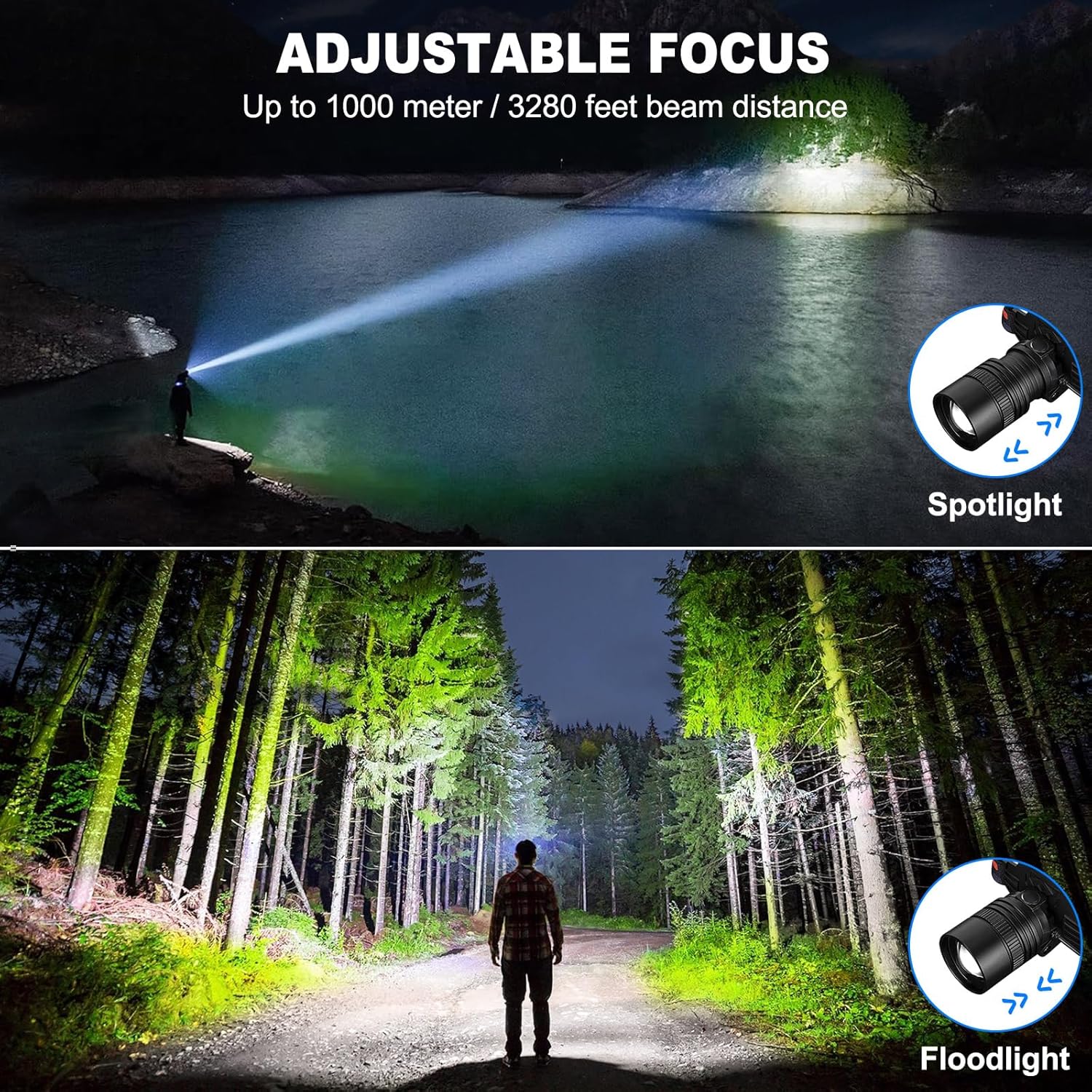 SKNSL Rechargeable Headlamp 2Pack with 3 Modes and 90 Adjustability