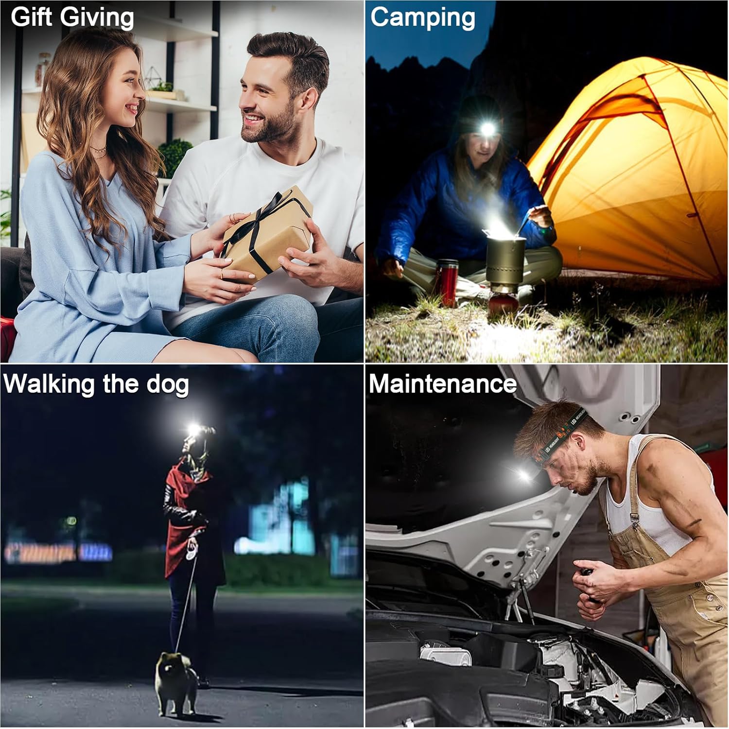 Rechargeable Headlamp Set with Motion Sensor 2500 lumen Brightness