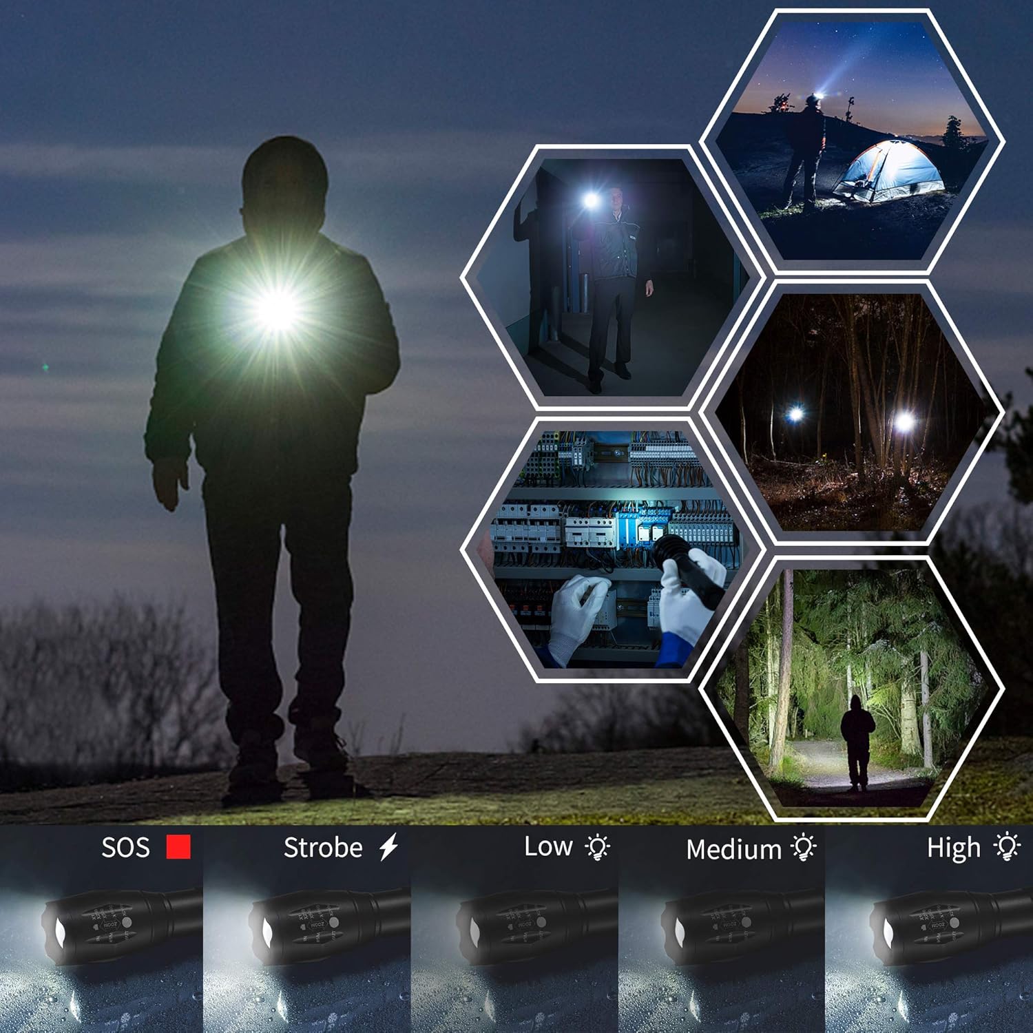 Tactical Flashlights for Hiking Camping Emergency Use
