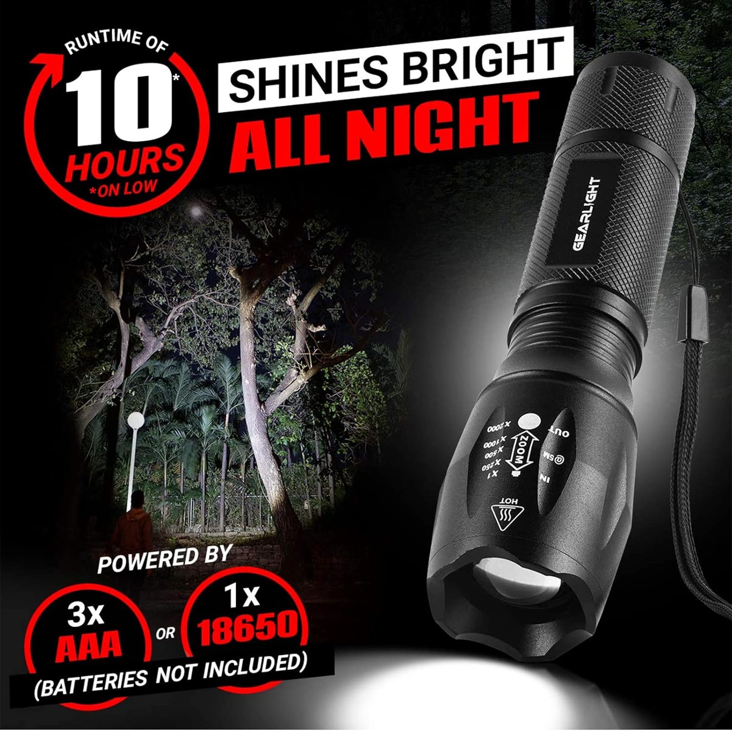 GearLight LED Flashlight - Durable camping flashlight with zoom feature