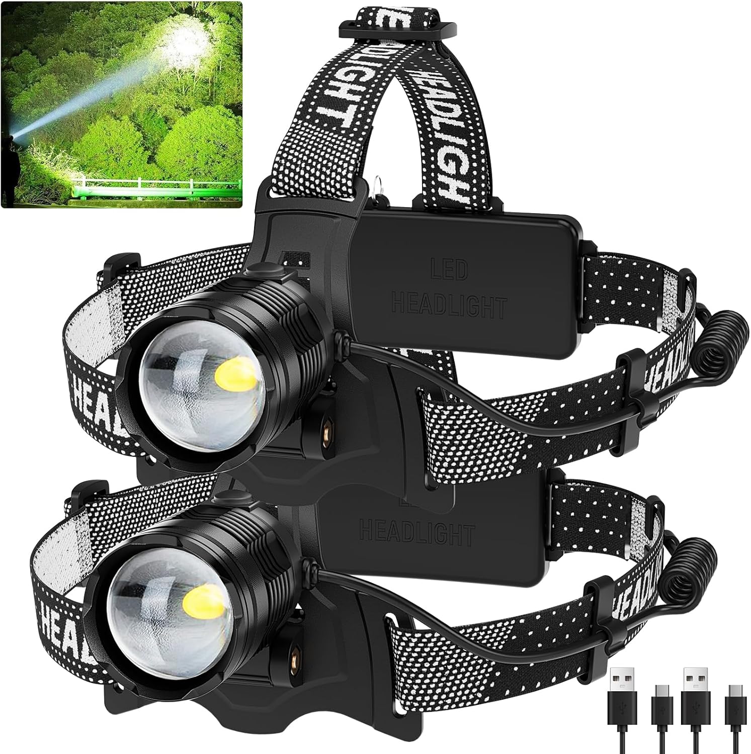 Vinderfine Headlamp Bright Rechargeable and Durable