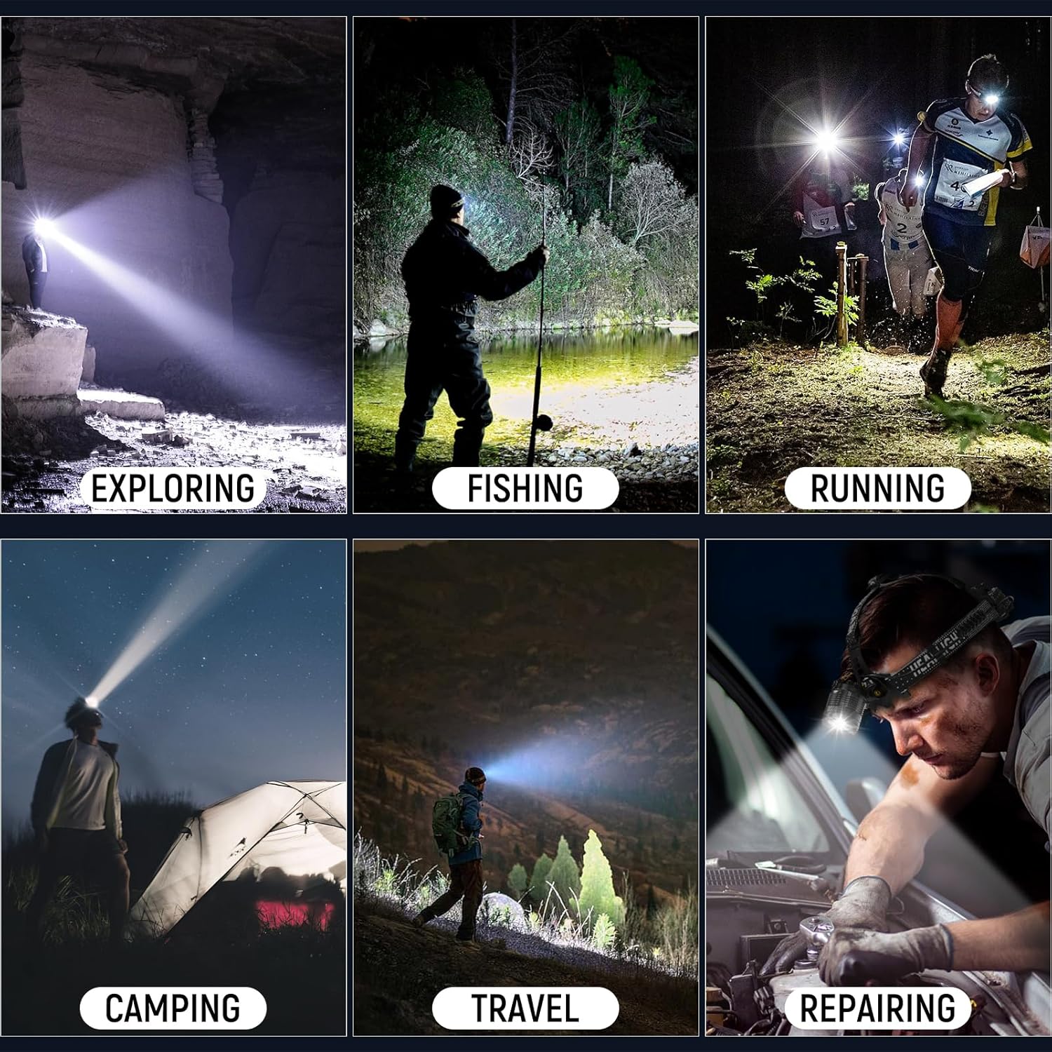 Vinderfine Headlamp Bright Rechargeable and Durable