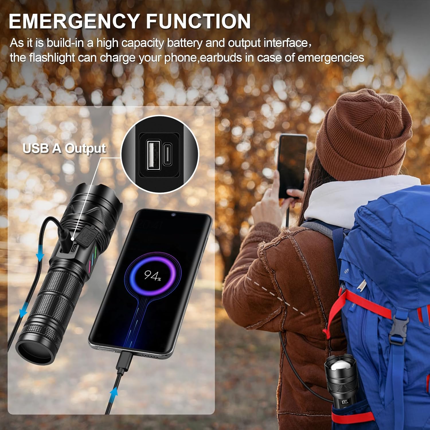 ESGREEN Rechargeable Flashlight with 5000ft Beam