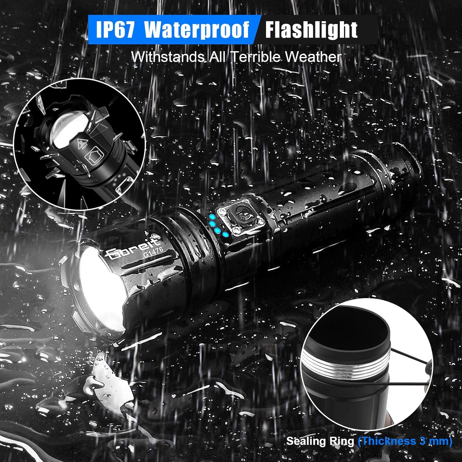 Goreit High-Luminosity Rechargeable Flashlight