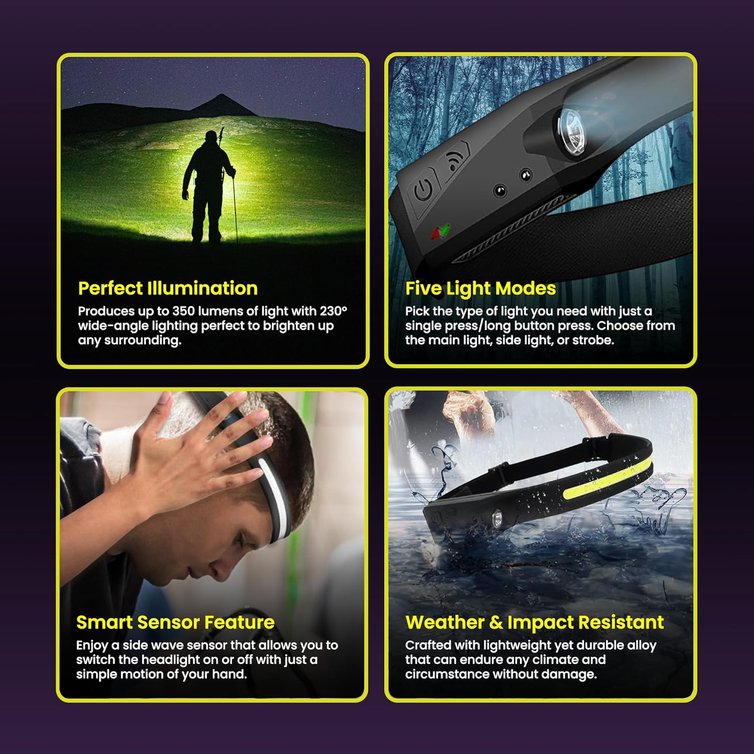 Military Grade 230 Rechargeable LED Headlamp