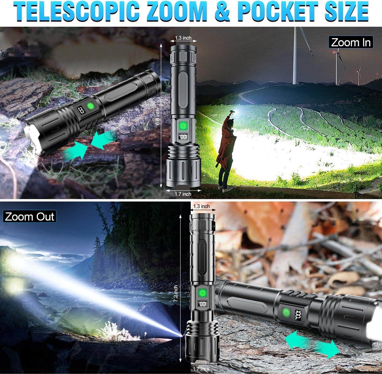 Hoxida 20000 High Lumen Rechargeable LED Flashlight