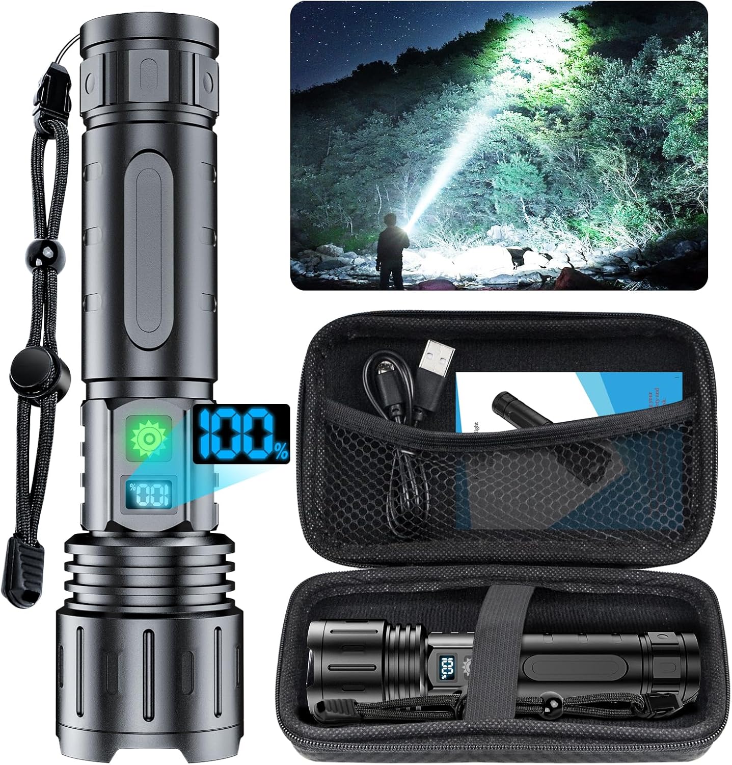 Hoxida 20000 High Lumen Rechargeable LED Flashlight