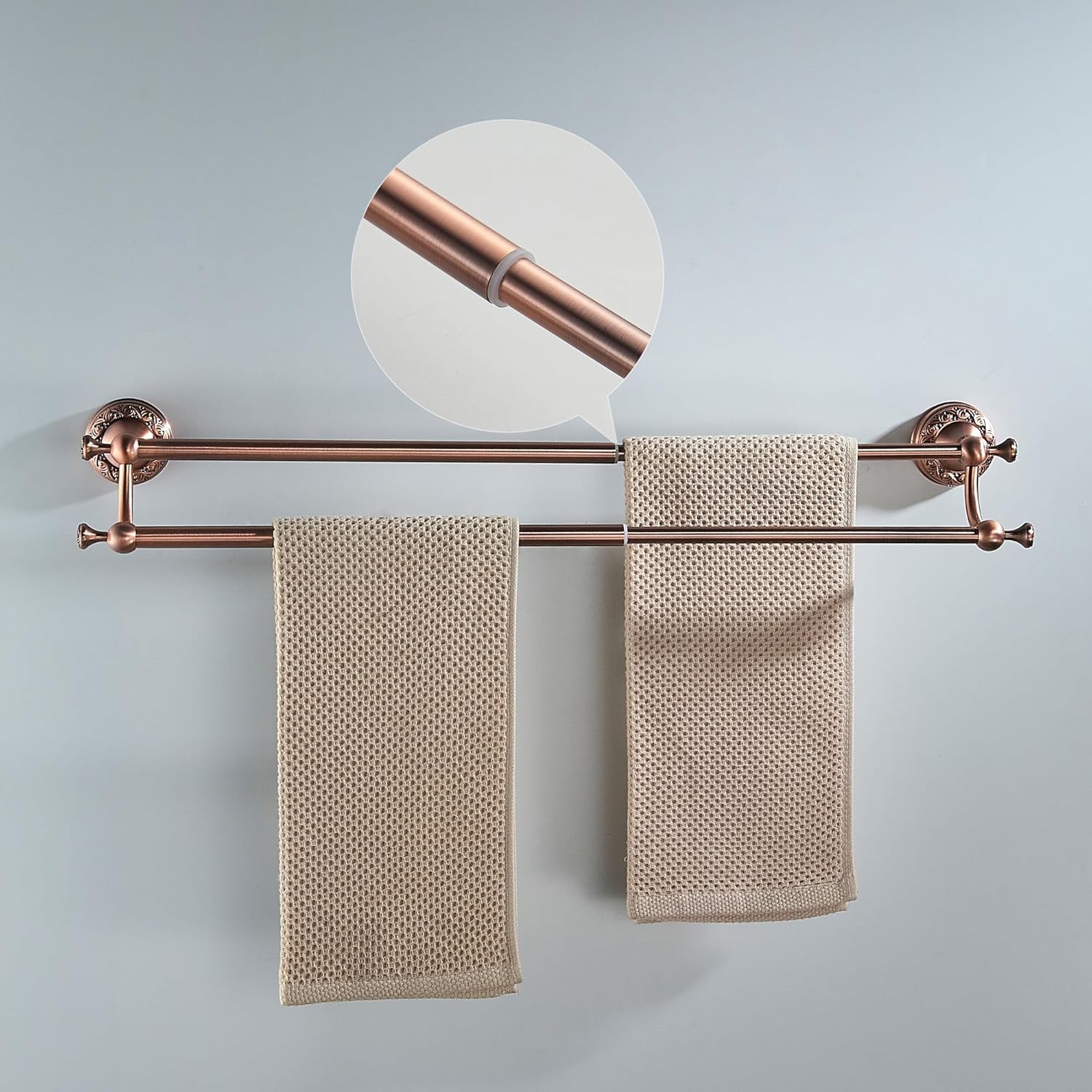 Adjustable Red Copper Bath Towel Holder