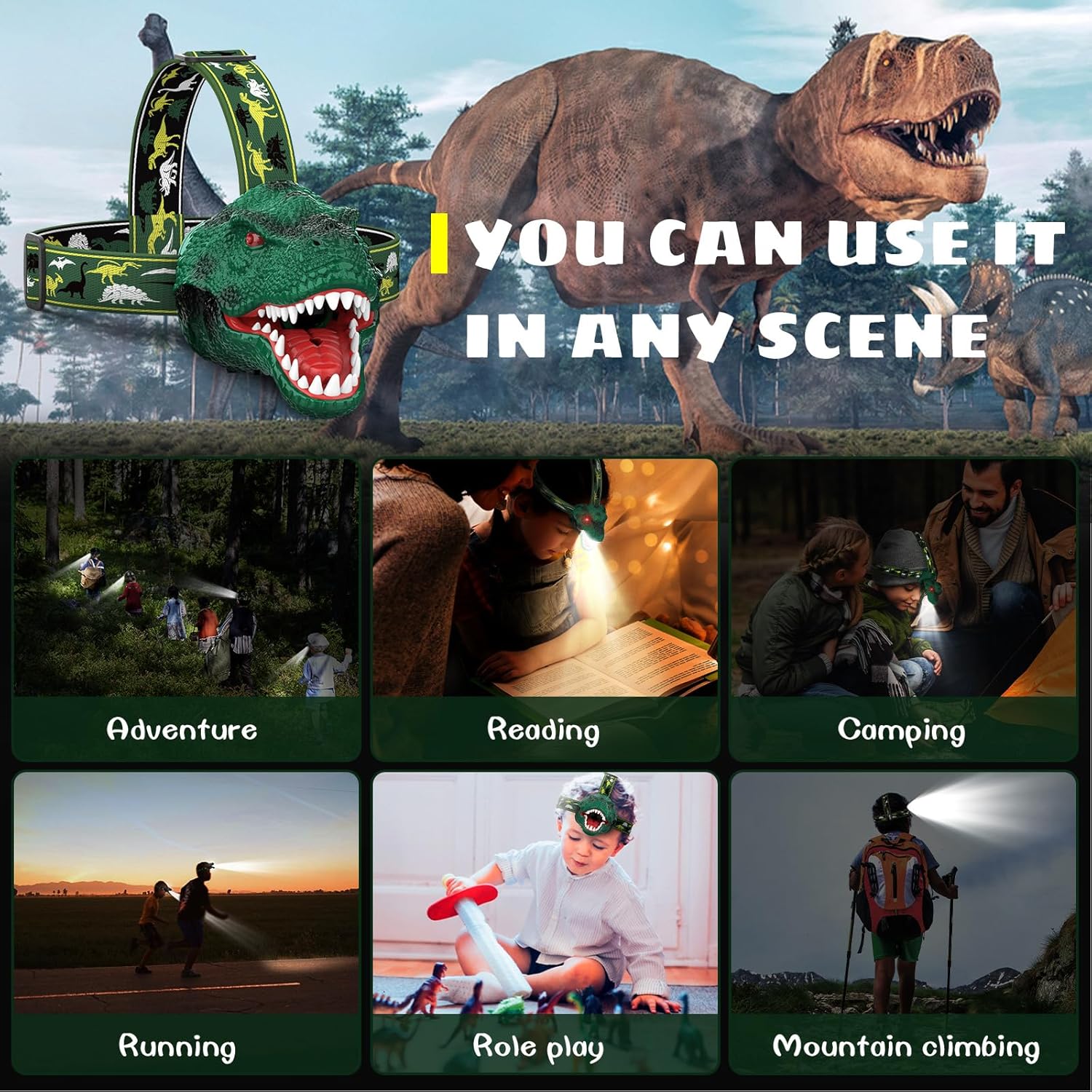 Dysaim T-Rex Headlamp for Kids