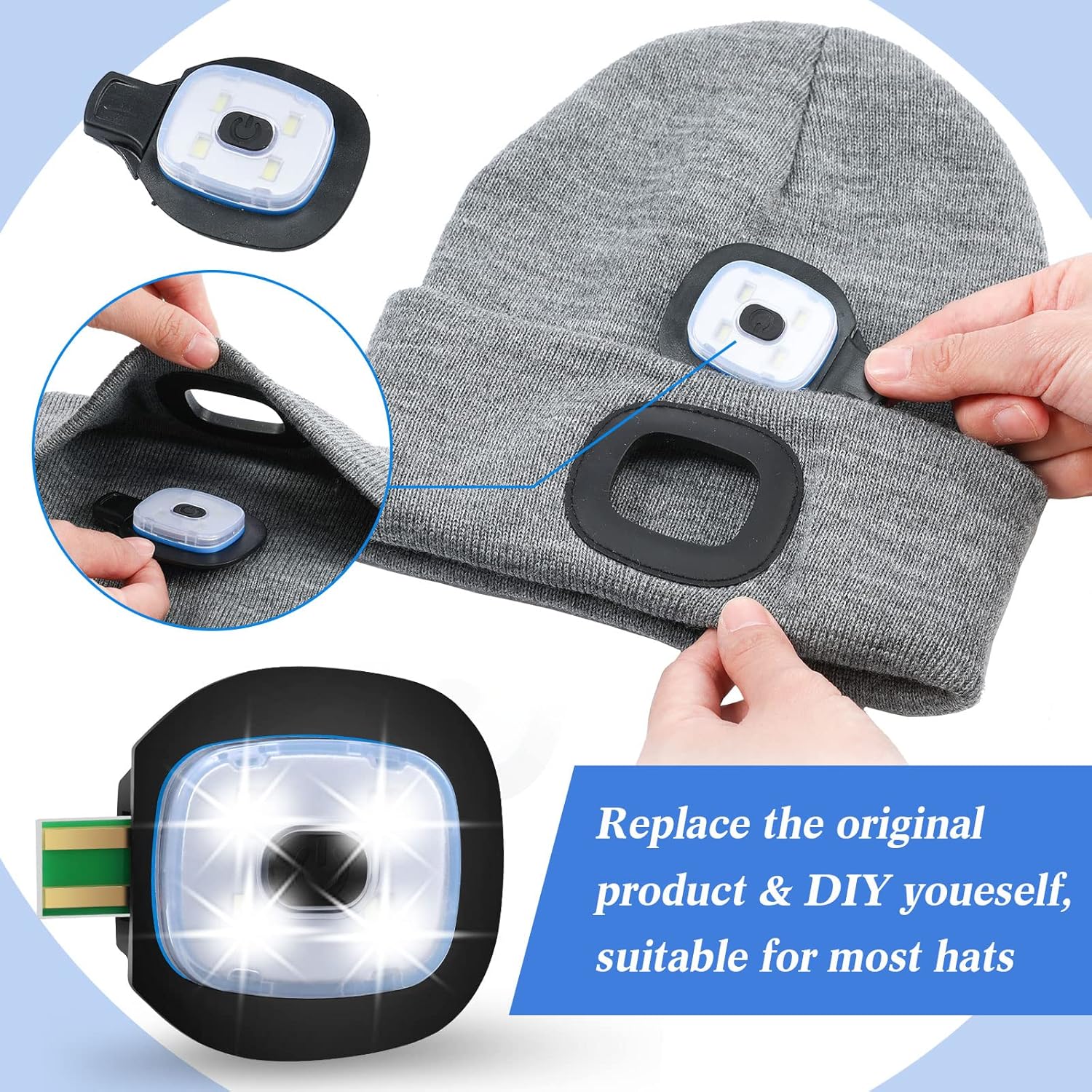 Mudder LED USB Rechargeable Beanie Light