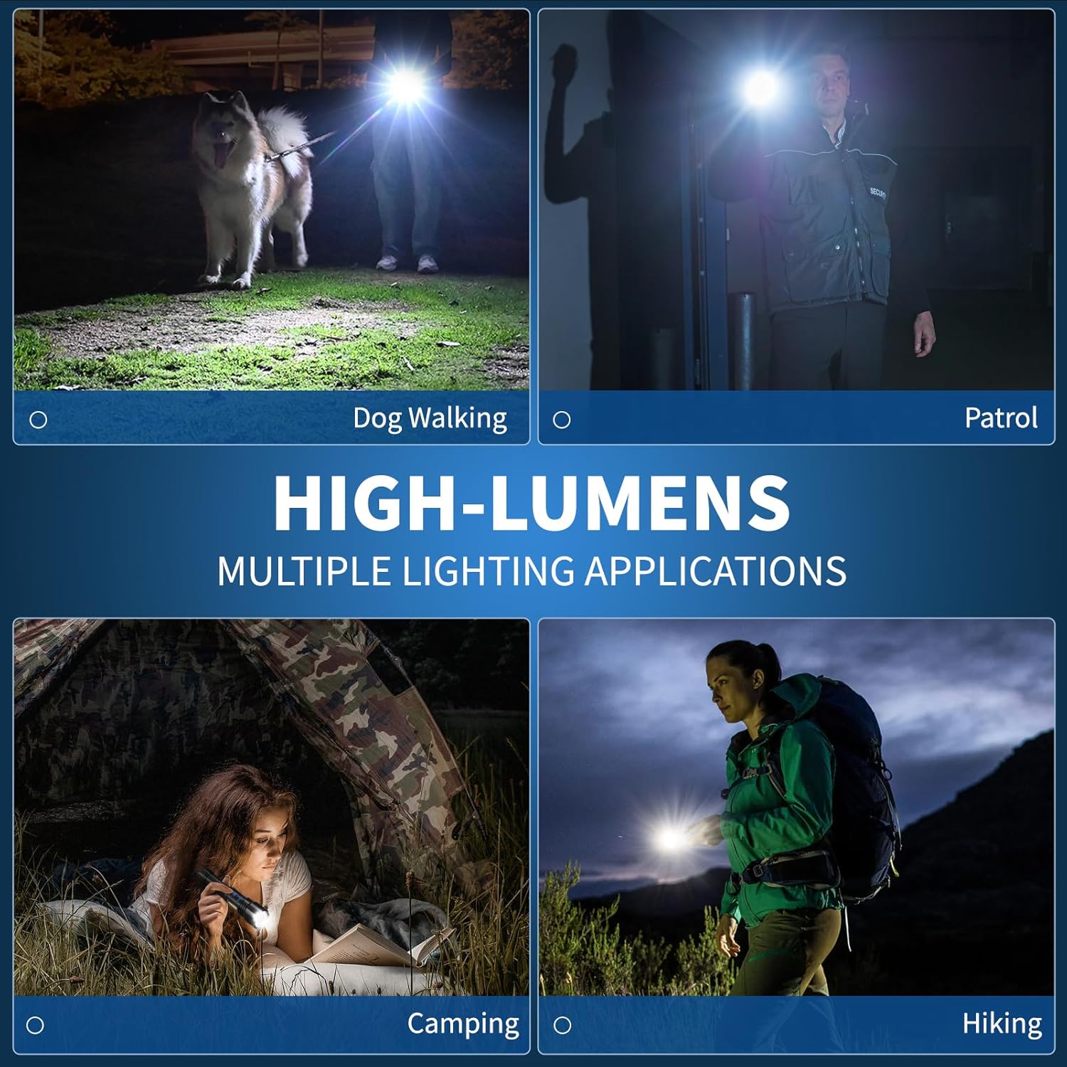 900000 LUMEN rechargeable flashlight 7 modes waterproof