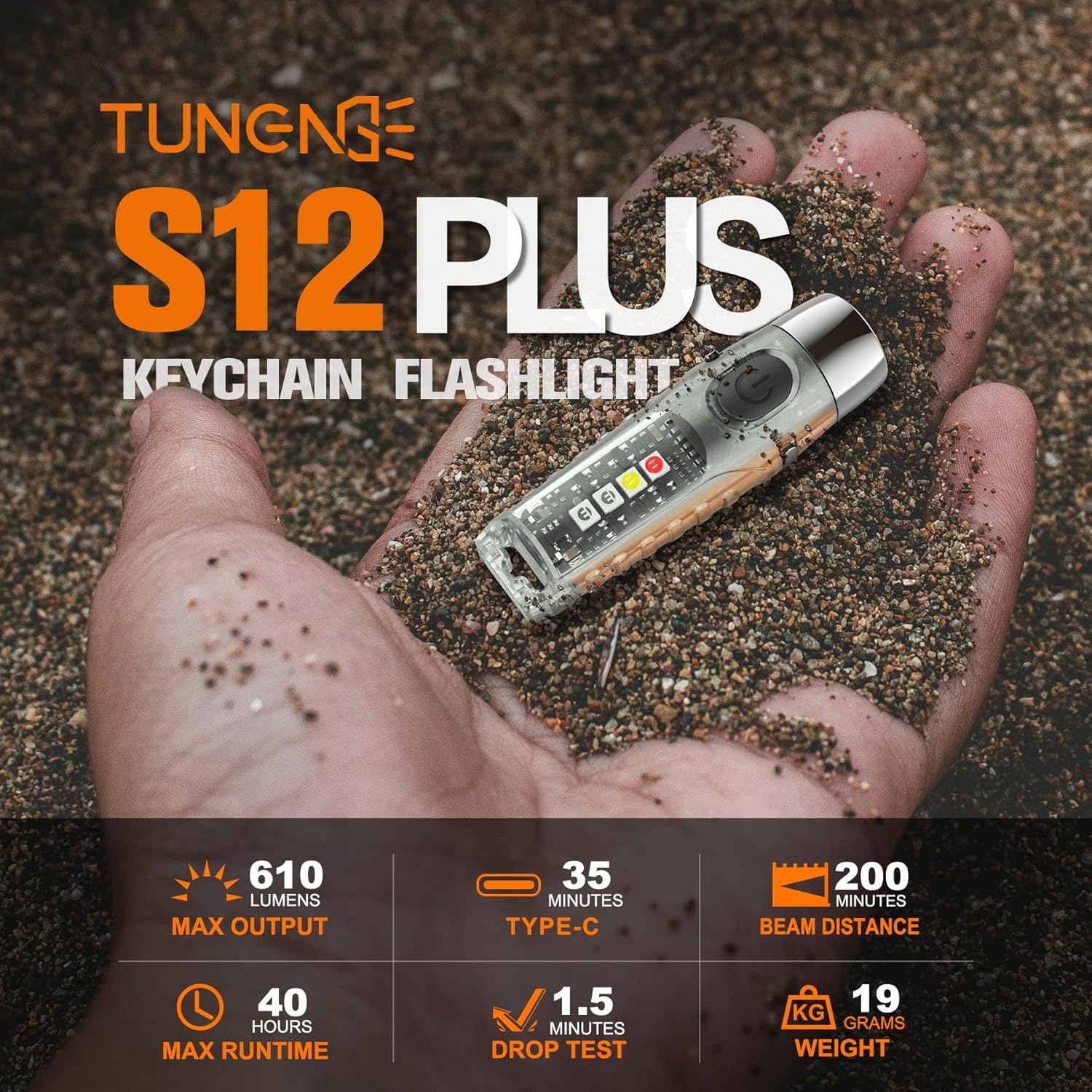 TUNENGE S12Plus Compact Rechargeable Multifunctional Outdoor Flashlight