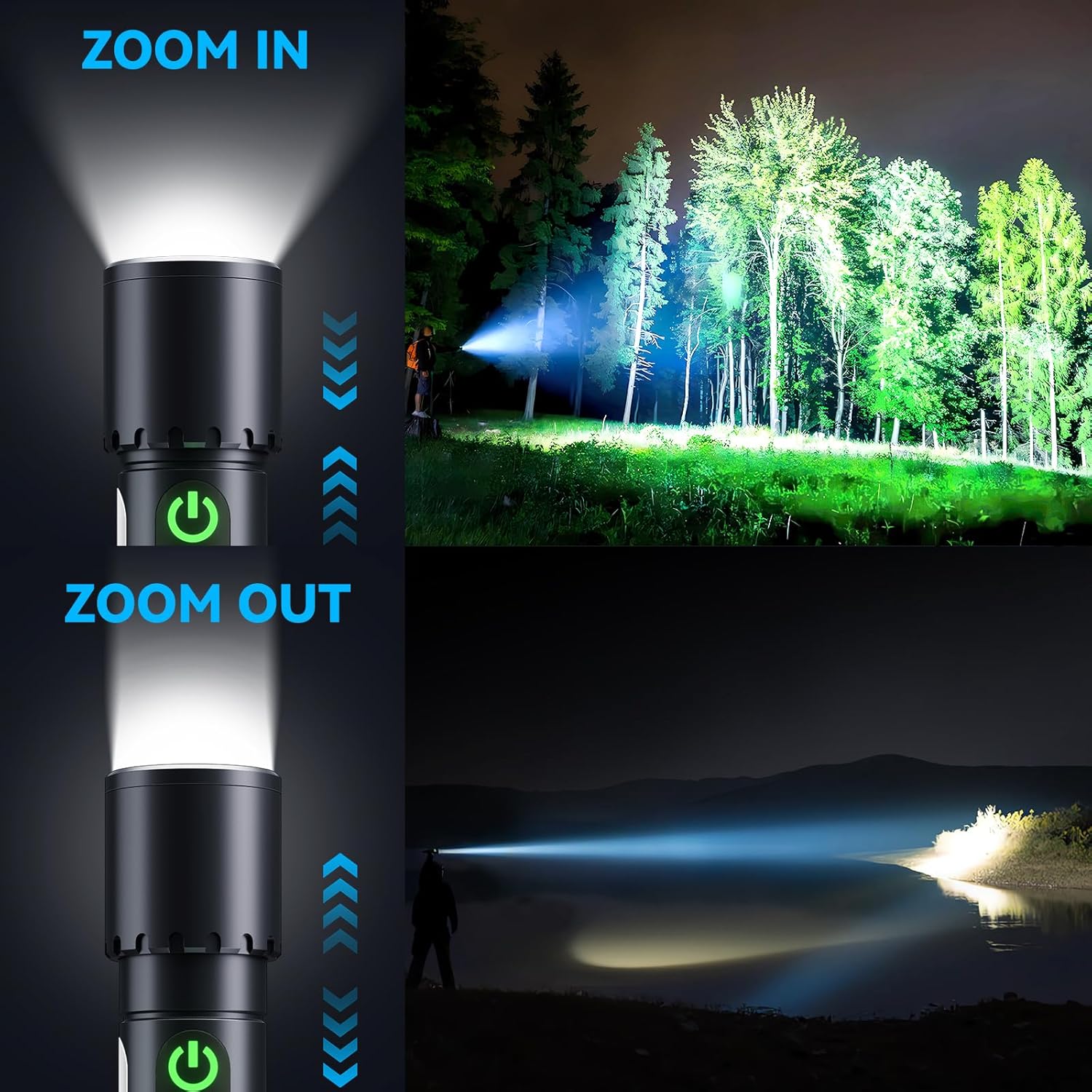 Flashlight Rechargeable LED Magnetic with 9 Modes