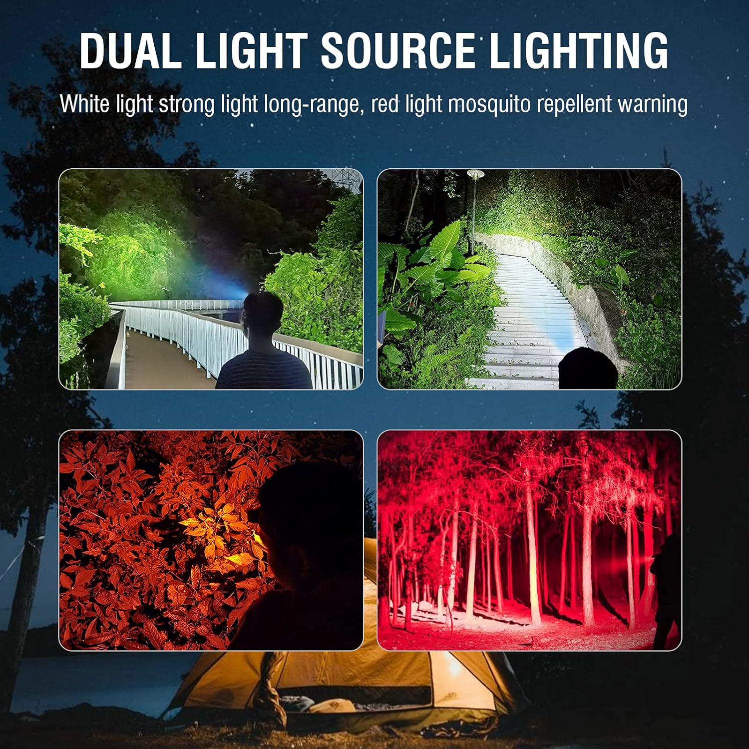 Versatile 5000 Lumens Rechargeable Headlamp for camping fishing and hunting