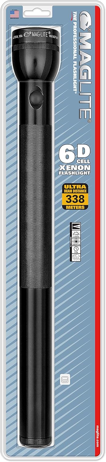 Maglite Heavy-Duty Incandescent 6-Cell D Flashlight Black - S6D016