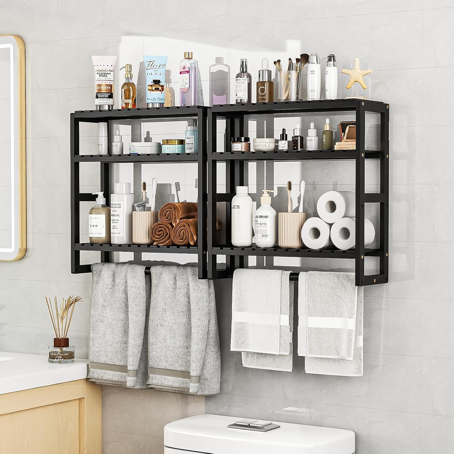 Space-Saving Bamboo Towel Paper Holder for Washrooms