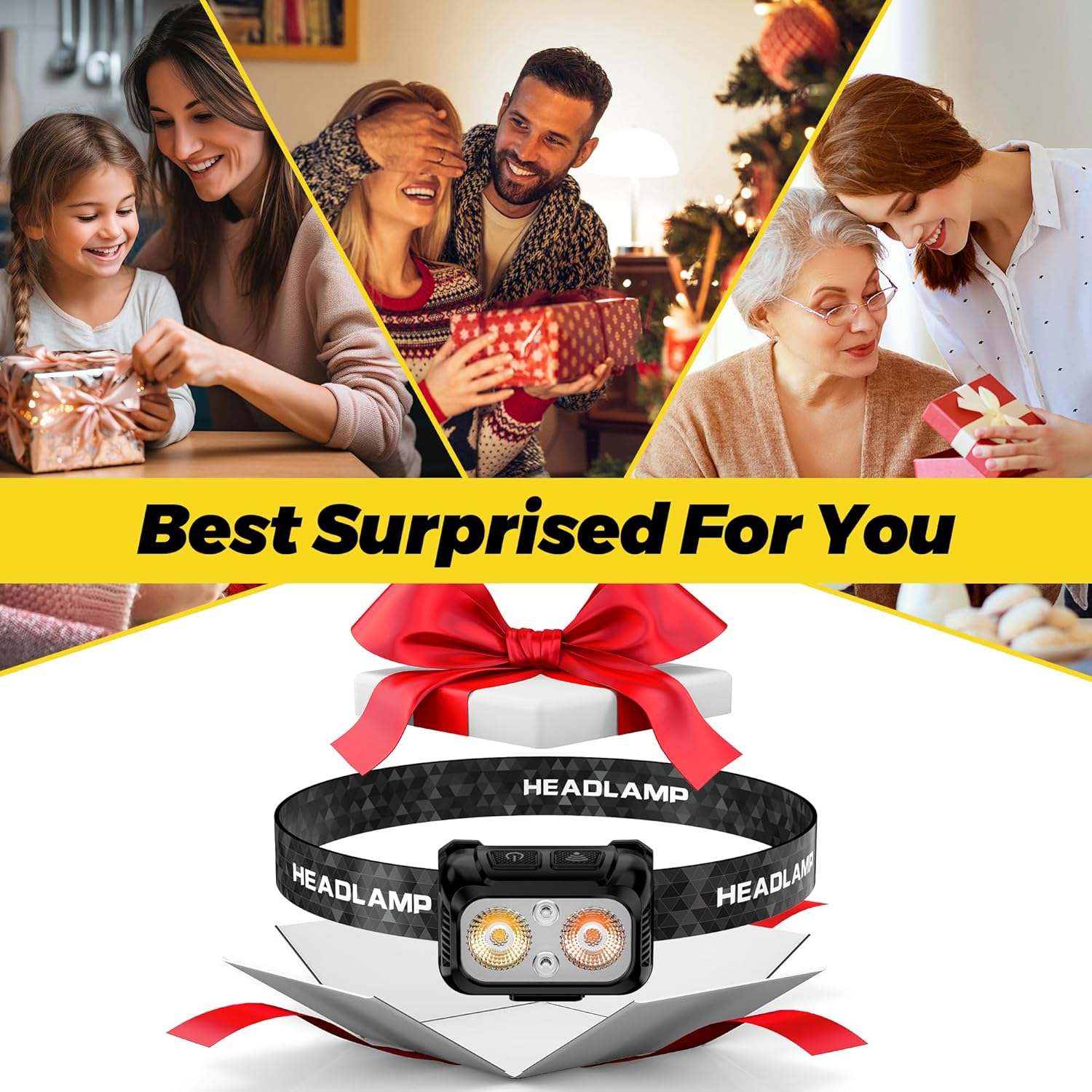 3-Piece Lightweight Red Light Headlamp Set