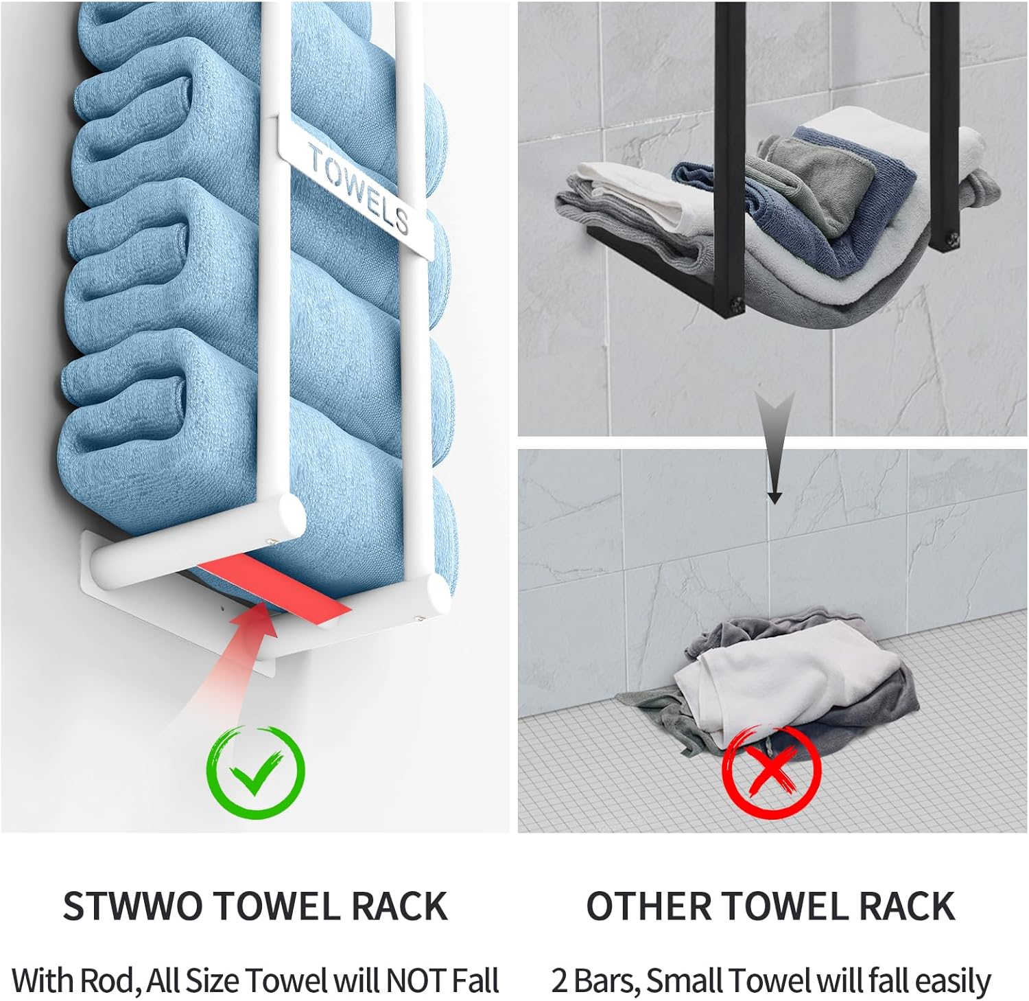 STWWO Small Bathroom Towel Storage System
