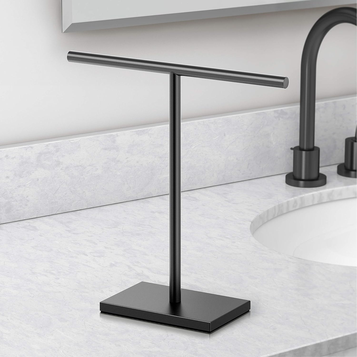 Gatco 1444MX Freestanding Towel Holder 1050 x 1113 T-Shape Matte Black