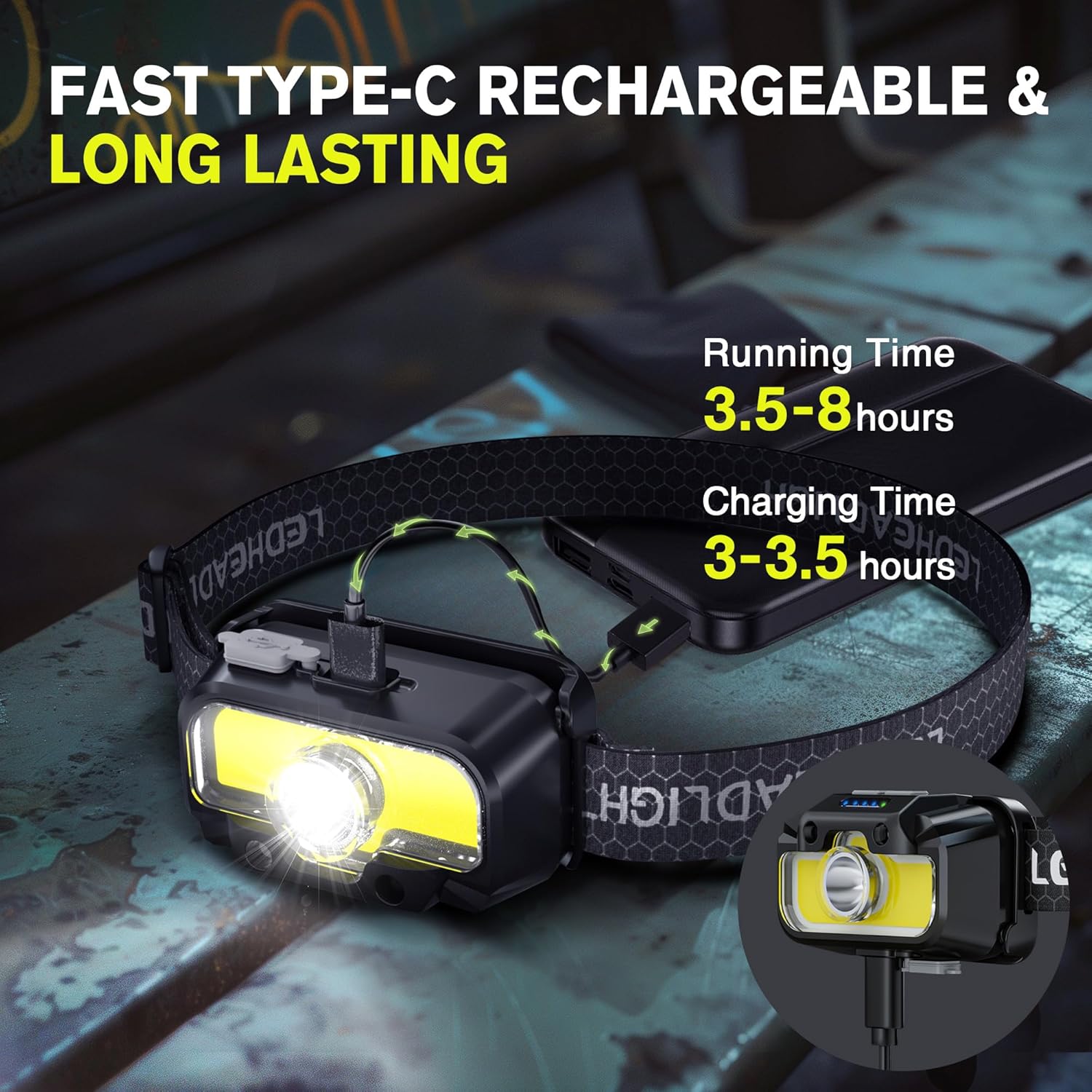 Favorlite Rechargeable Headlamp for Hiking Camping
