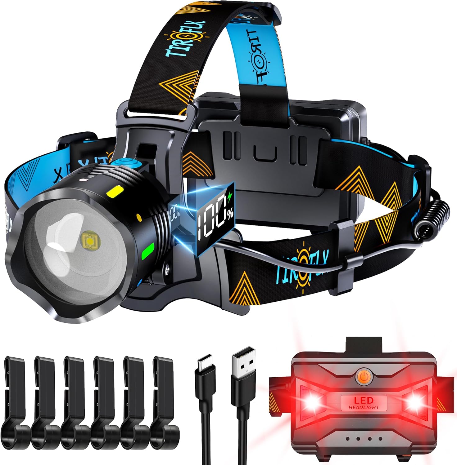Adjustable Waterproof Headlamp for Camping Hiking