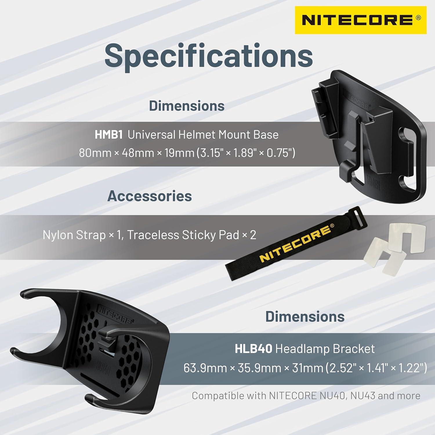 Nitecore HLB40HMB1 Headlamp Bracket Set - Durable Universal Design