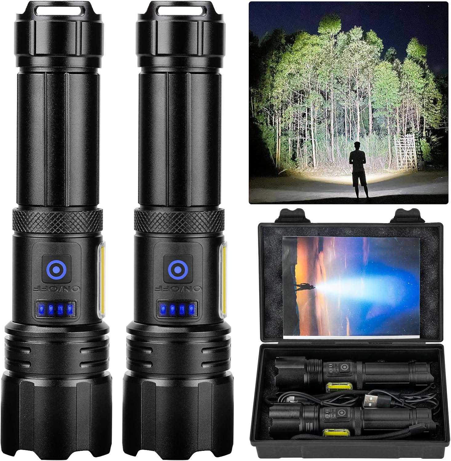 900000 LUMEN rechargeable flashlight 7 modes waterproof