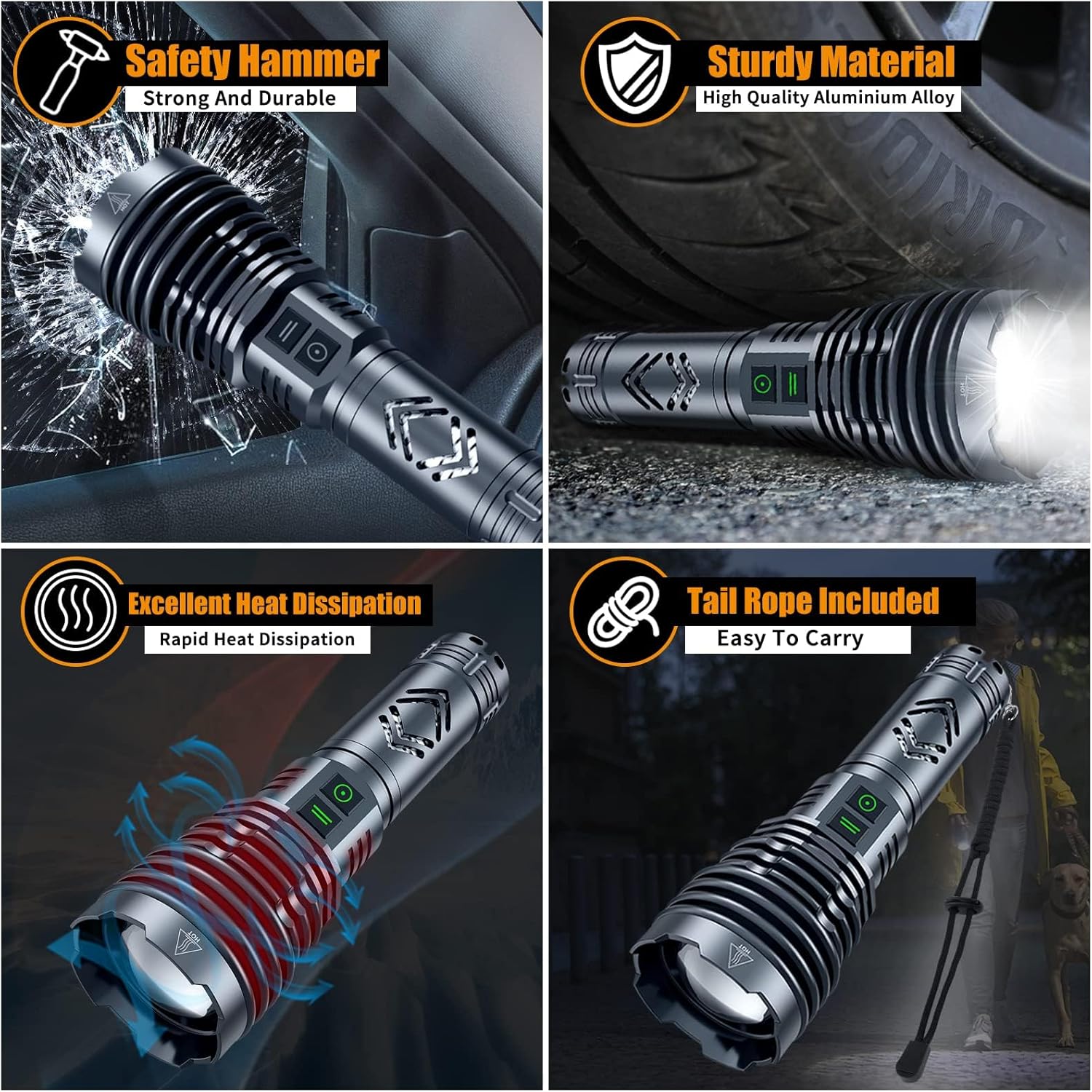 BaibianBrightest Rechargeable Flashlight with 1500000 LUMENS