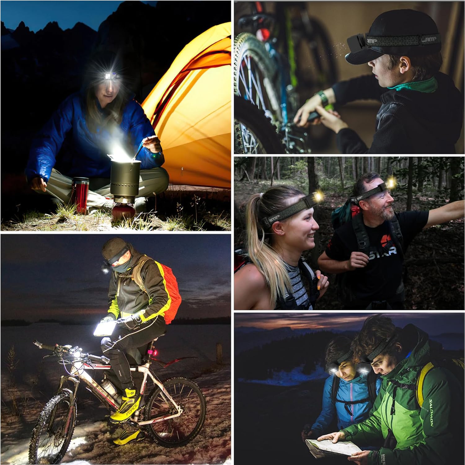 2-Piece Rechargeable LED Headlamp - 2500 Lumen 7 Modes Motion Sensor Waterproof