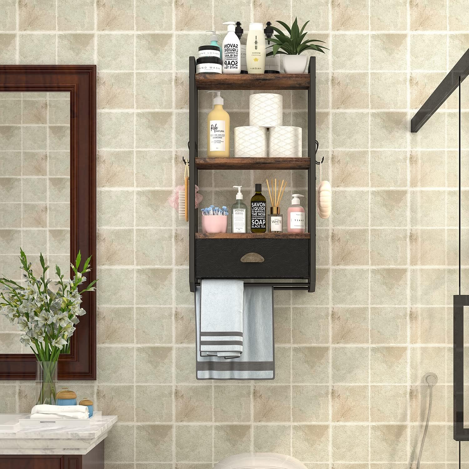 Wall-Mounted Bathroom Towel Organizer 3 Tier