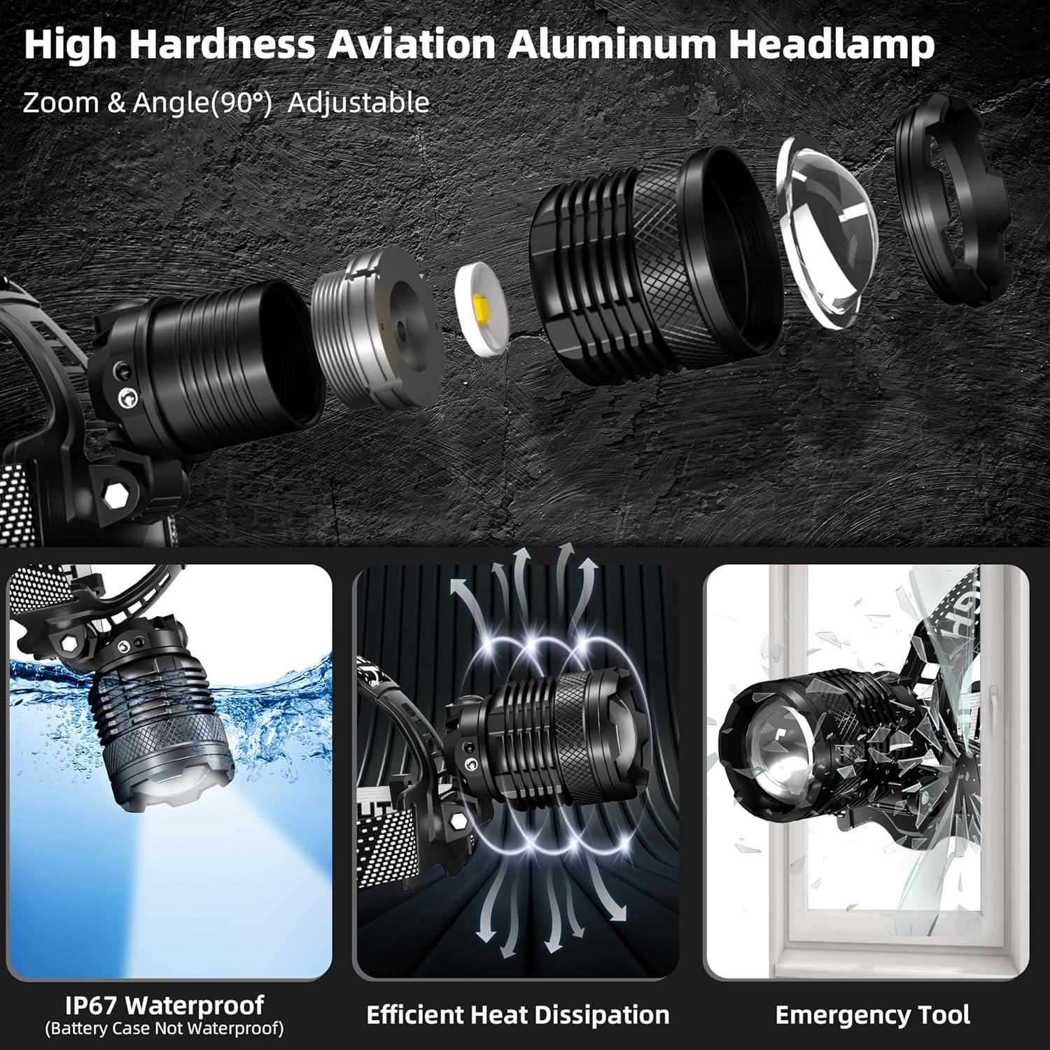 Zmoon Expandable 100000LM Headlamp with 40H Battery Life for Camping Hiking Hunting