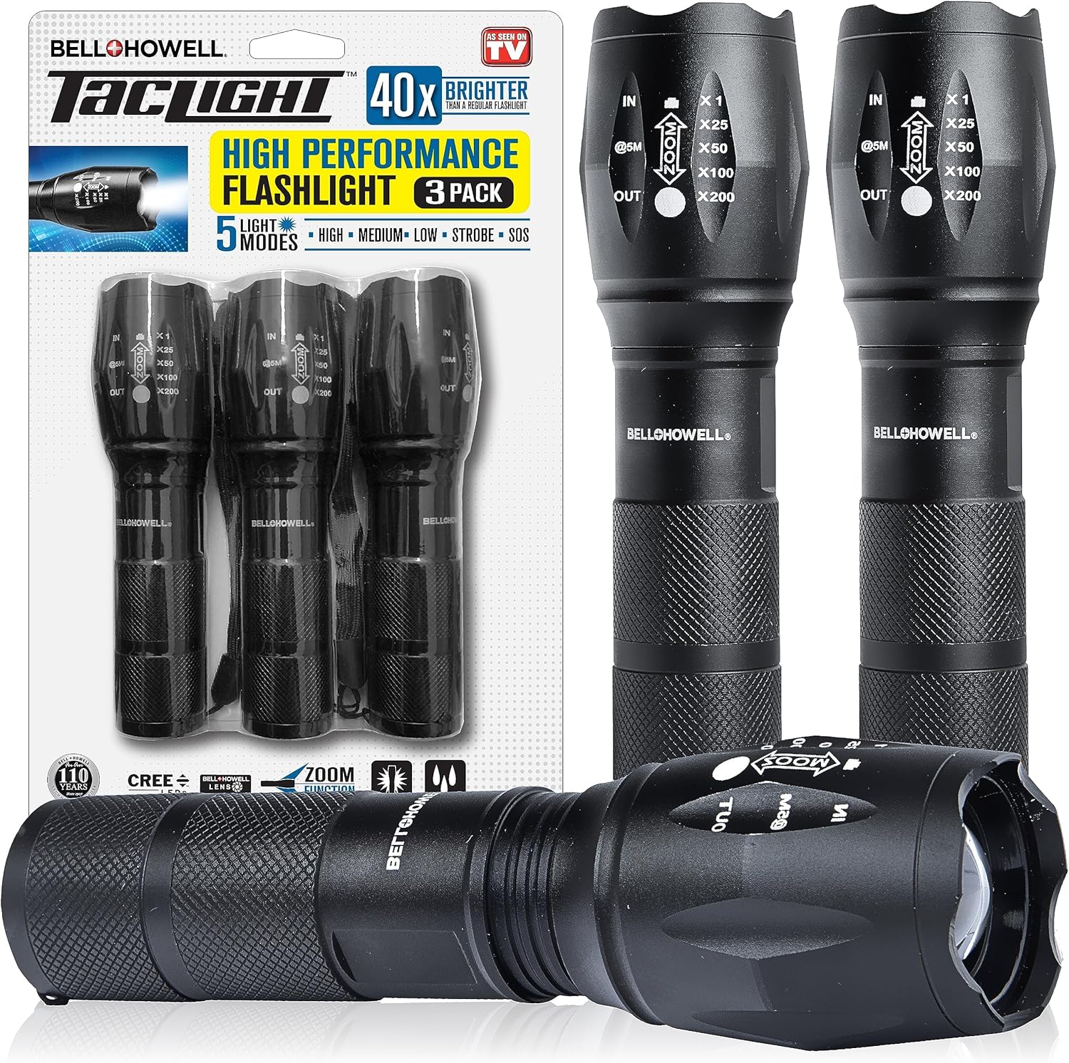 BellHowell TacLight 3-PK Tactical Flashlights
